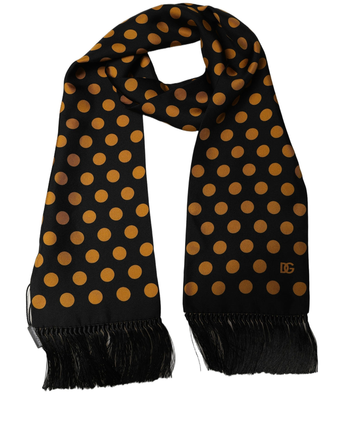Dolce & Gabbana Silk Polka Dot Fringed Lace Stole Scarf