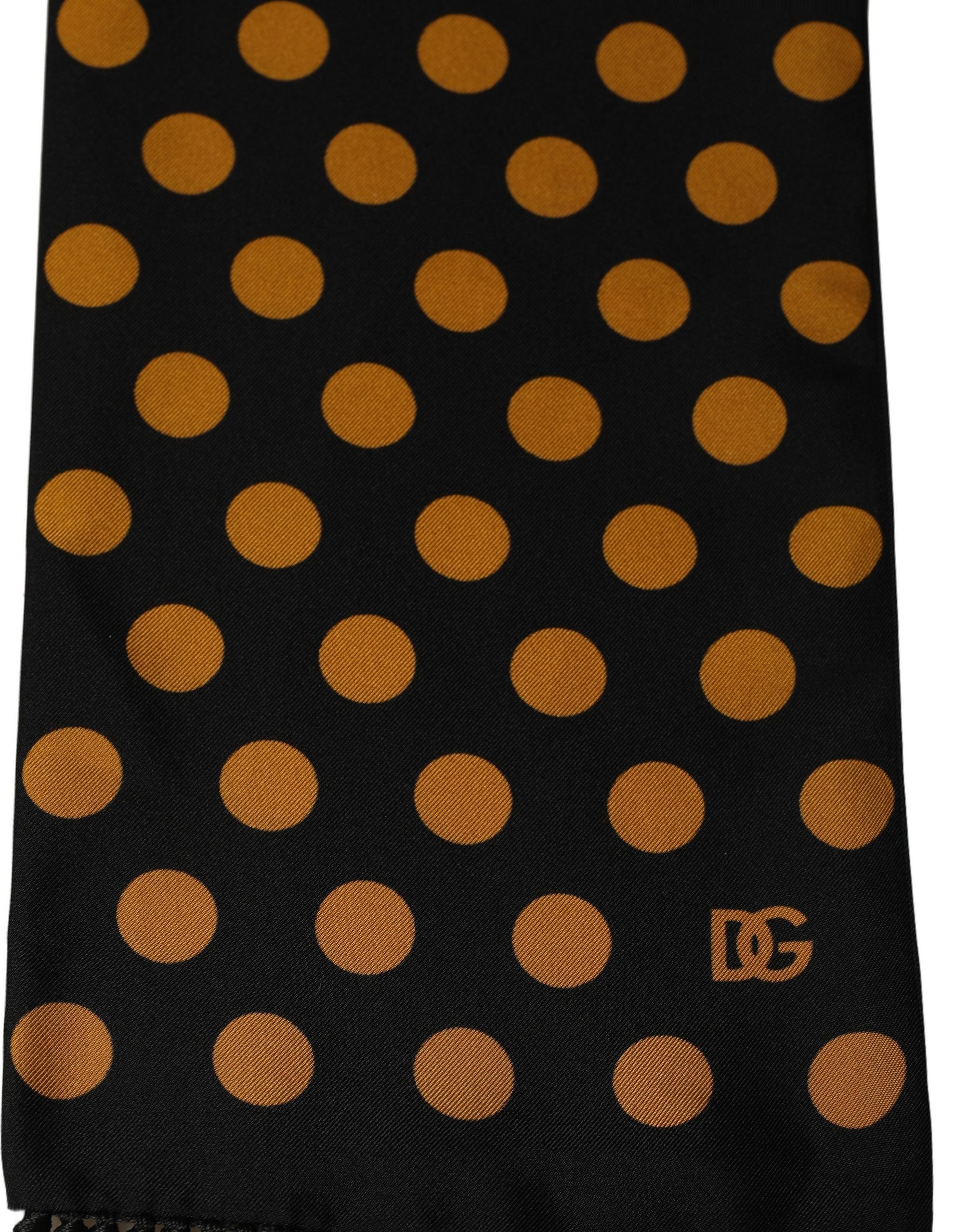 Dolce & Gabbana Silk Polka Dot Fringed Lace Stole Scarf