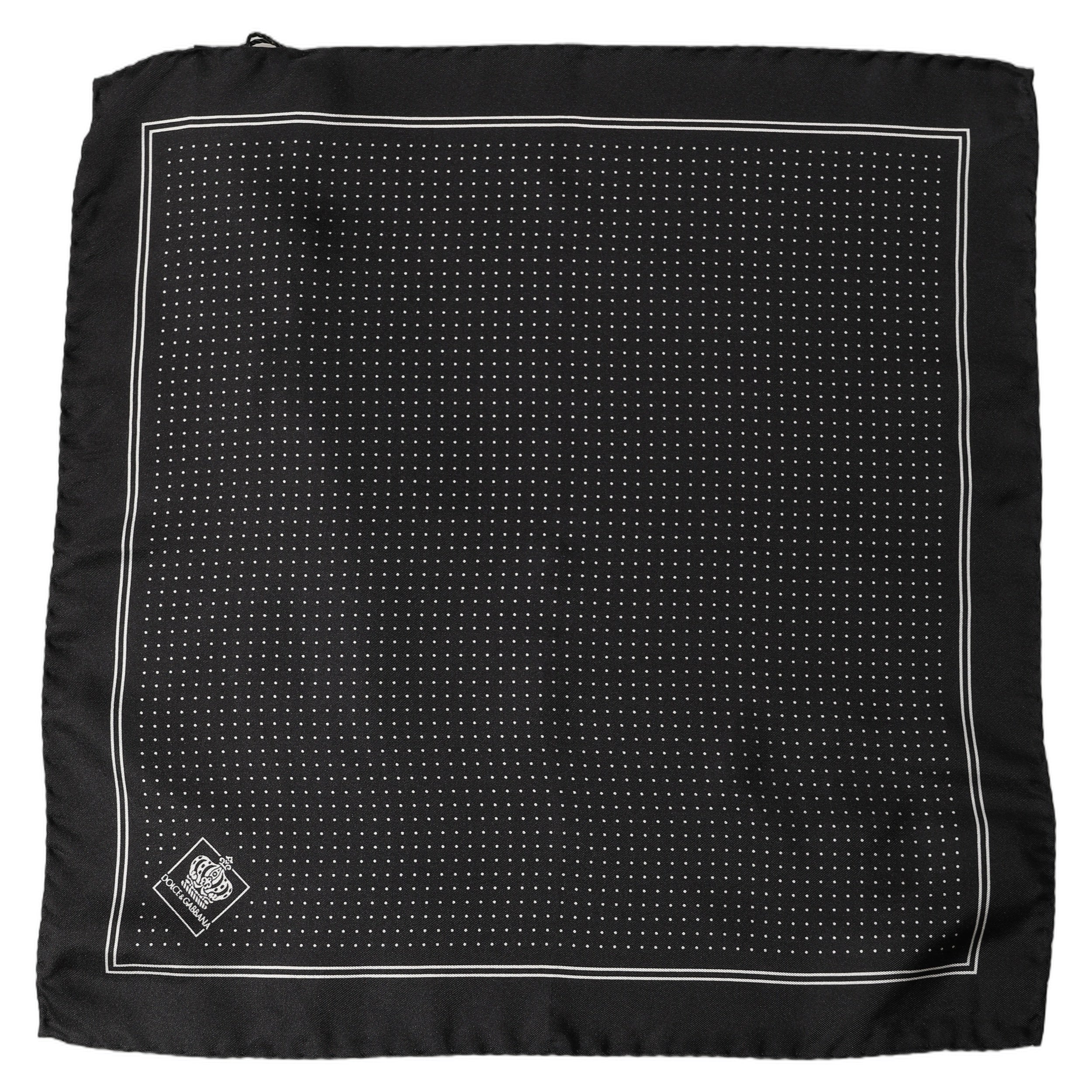 Dolce & Gabbana Black Silk Polka Dot Pocket Square Foulard