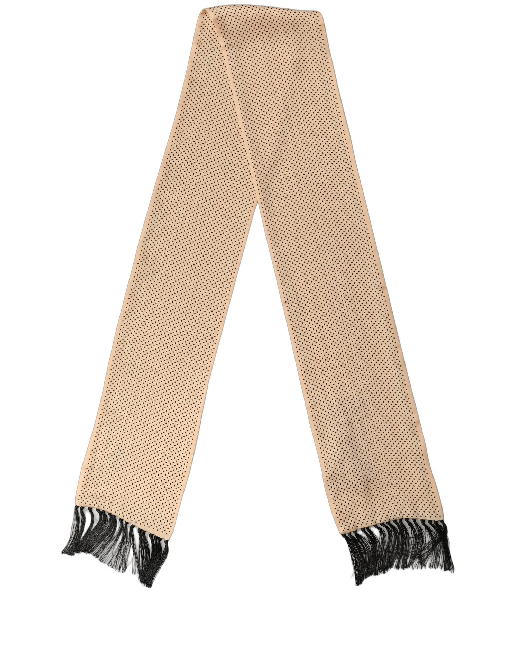 Dolce & Gabbana Silk Dotted Fringed Shawl Scarf - Luxurious Elegance