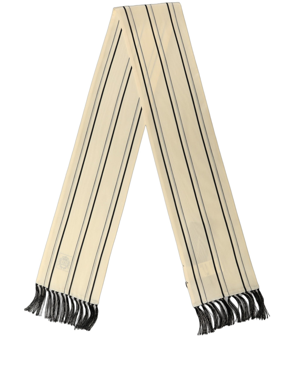 Dolce & Gabbana Silk Striped Fringed Shawl Scarf - Timeless Elegance