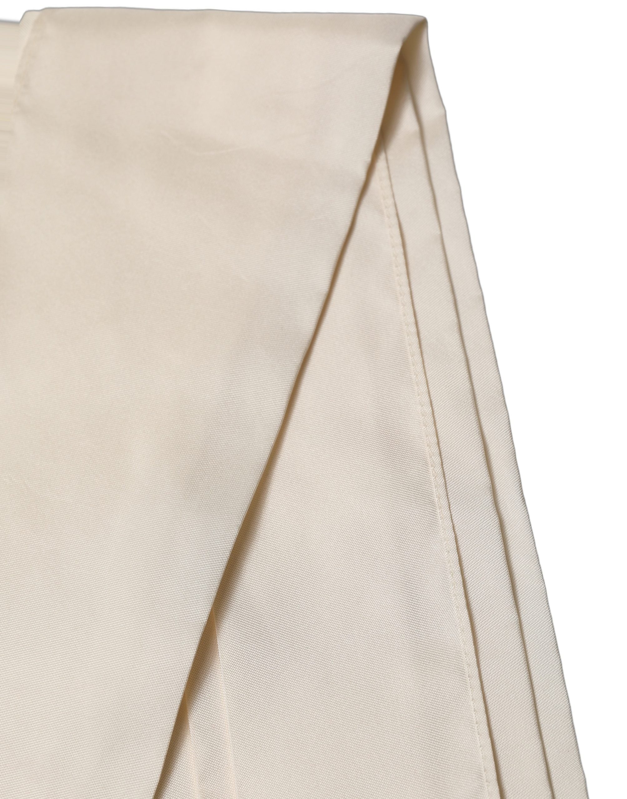 Dolce & Gabbana Cream Satin Silk Fringed Neck Shawl Scarf