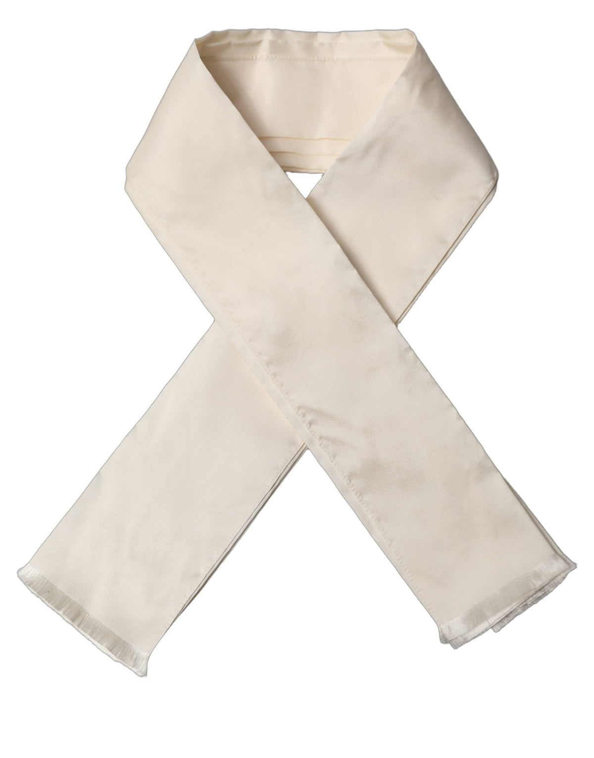 Dolce & Gabbana Cream Silk Fringed Neck Shawl Scarf