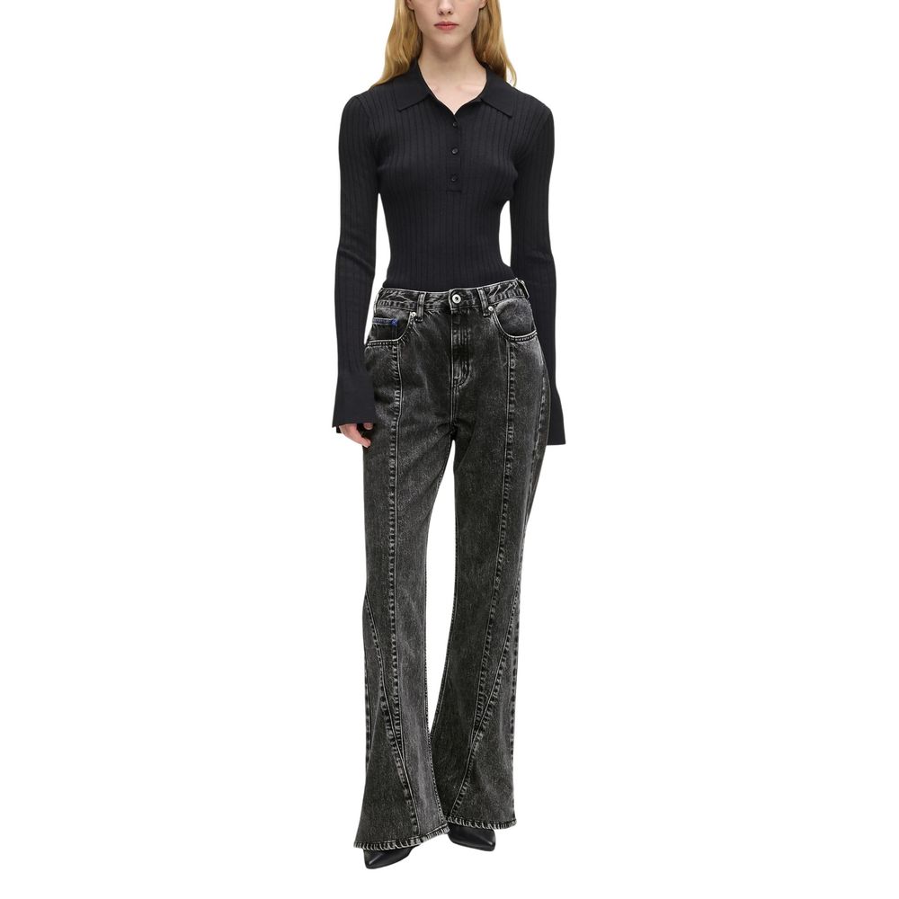 Karl Lagerfeld Black Recycled Cotton Mom Jeans - Timeless Luxury