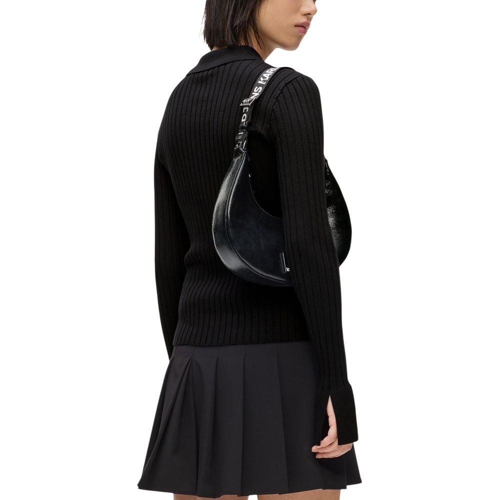 Karl Lagerfeld Black Viscose Long Sleeve T-Shirt - Timeless Elegance