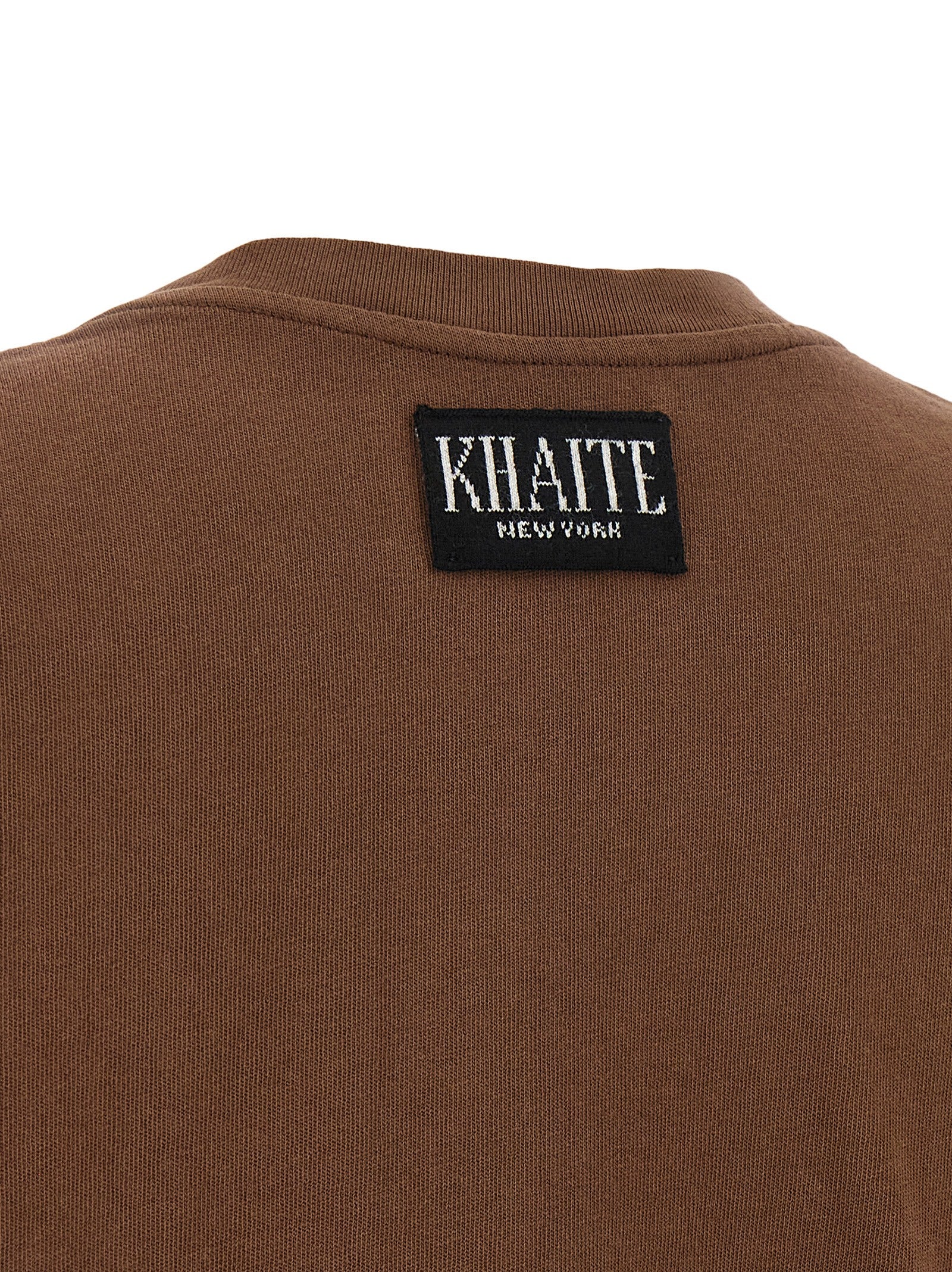 Khaite Emmylou Brown Cotton T-Shirt - Timeless Elegance Redefined