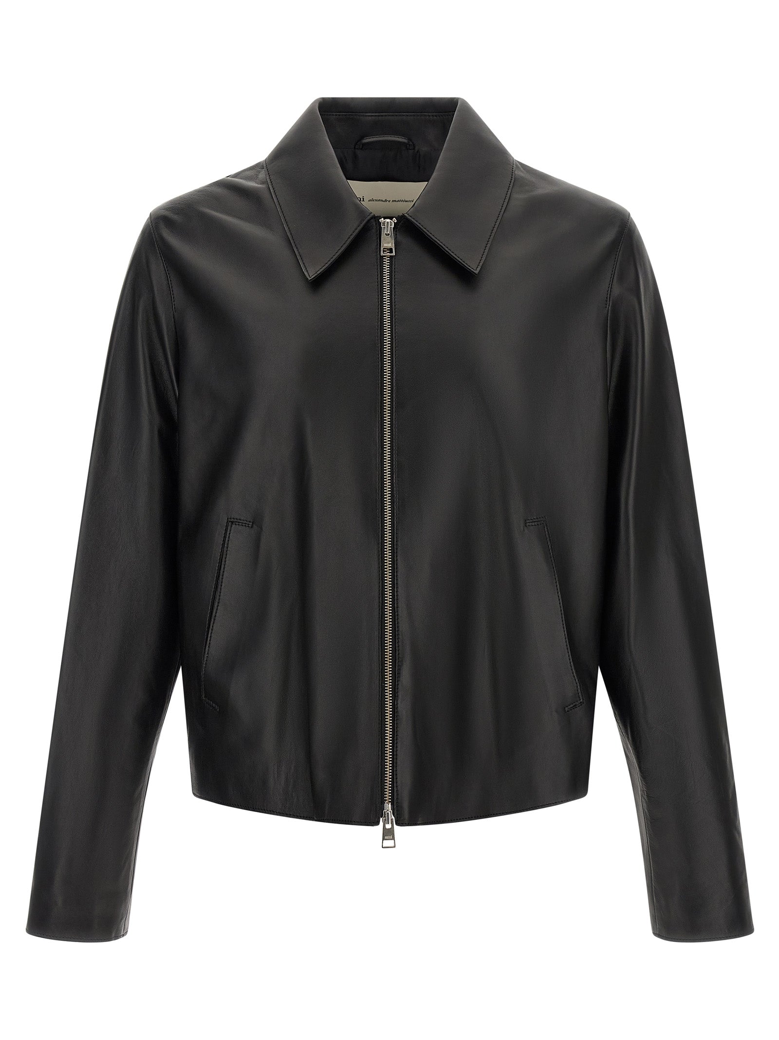 AMI PARIS Black Lamb Leather Jacket - Timeless Luxury Elegance