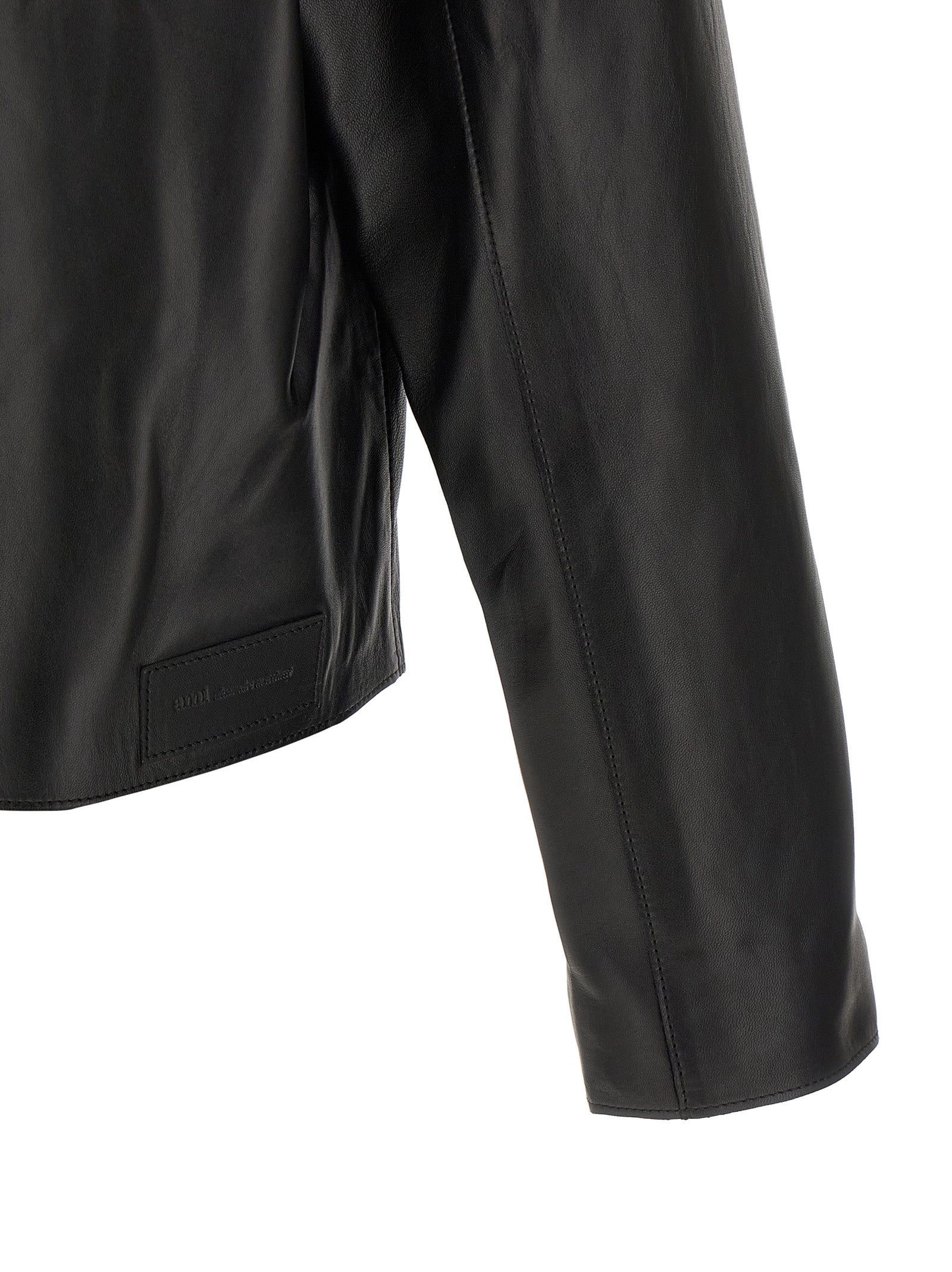 AMI PARIS Black Lamb Leather Jacket - Timeless Urban Elegance
