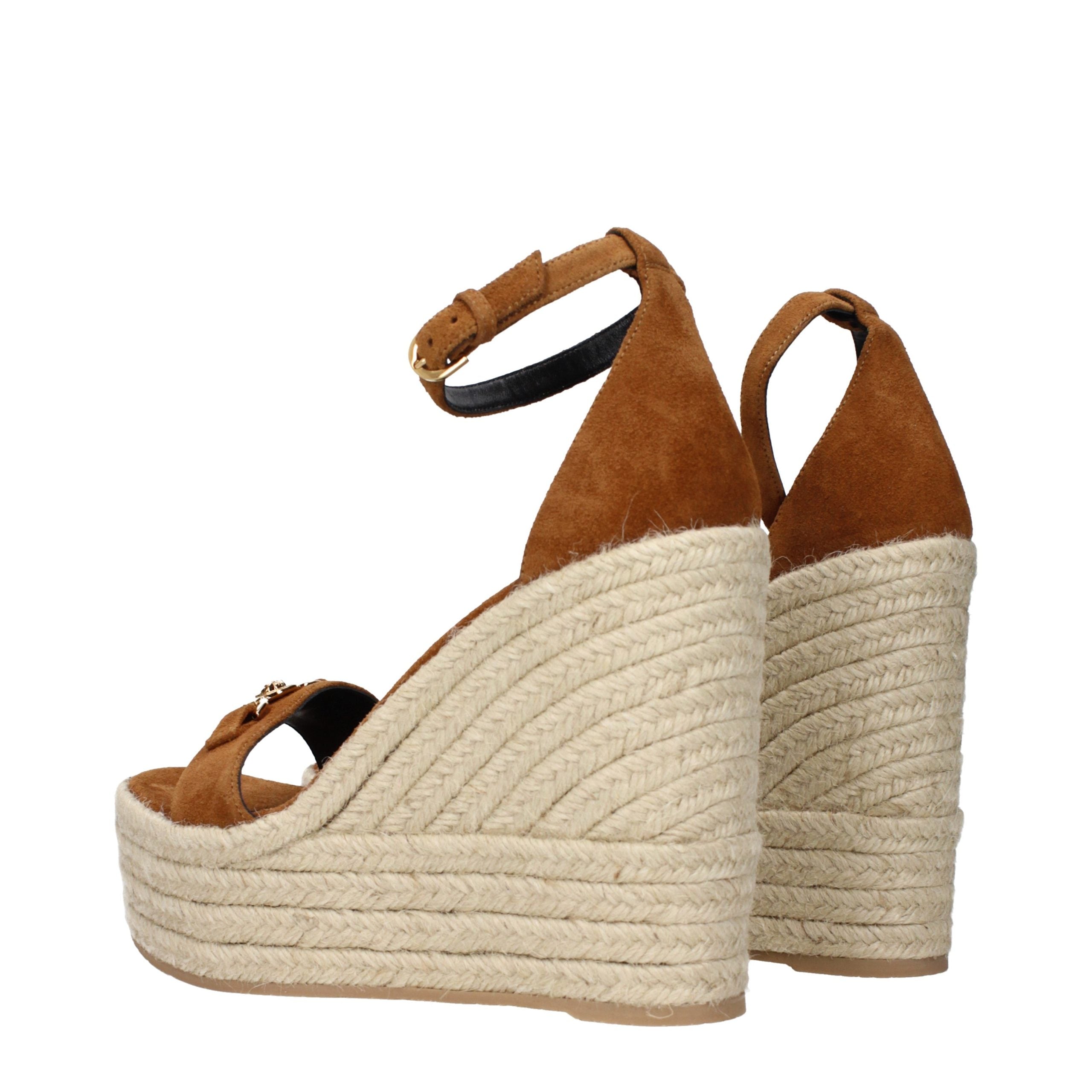 Versace Brown Leather Wedge Sandals - Elevate Your Elegance