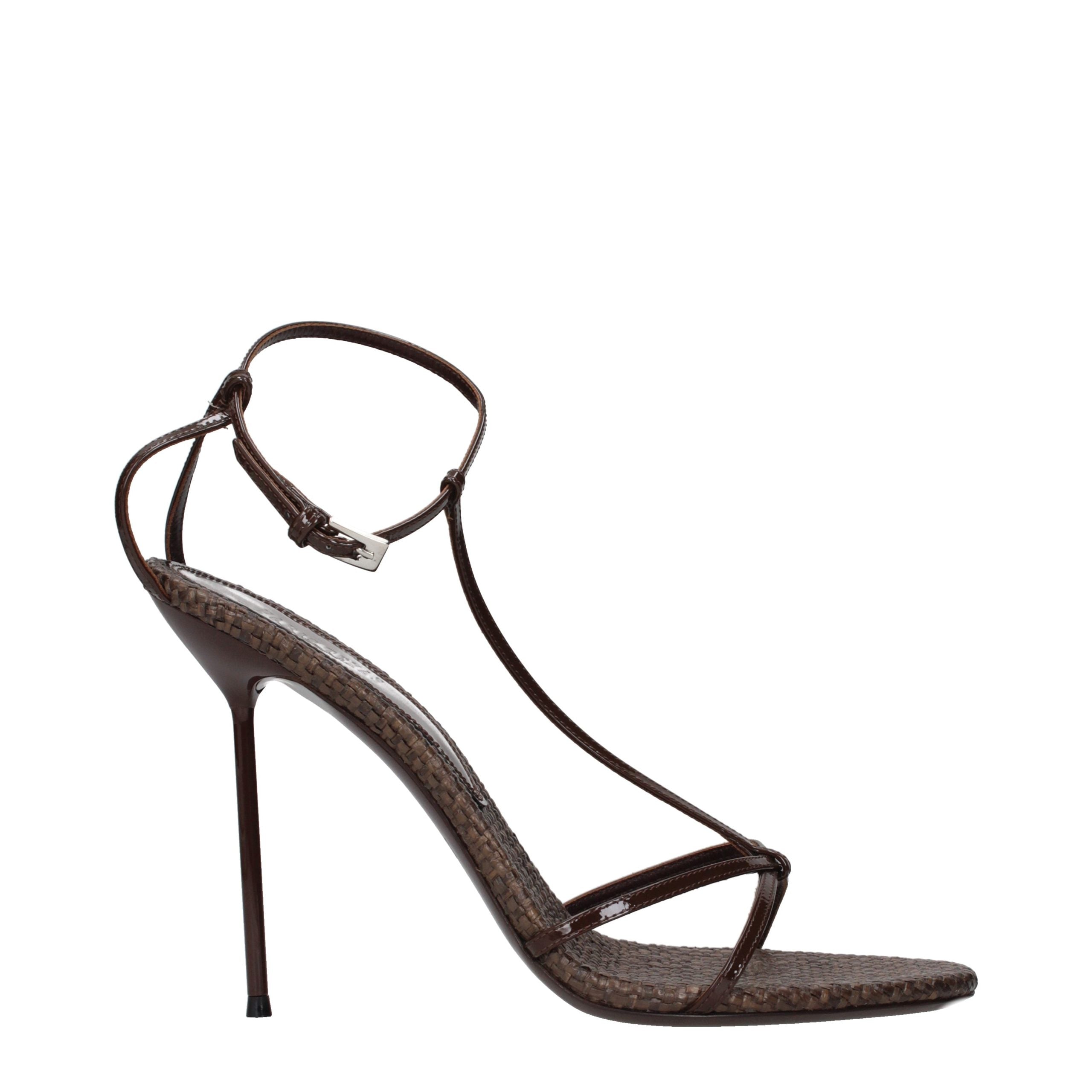 Paris Texas Brown Leather Stiletto Heel Sandals - Exquisite Elegance