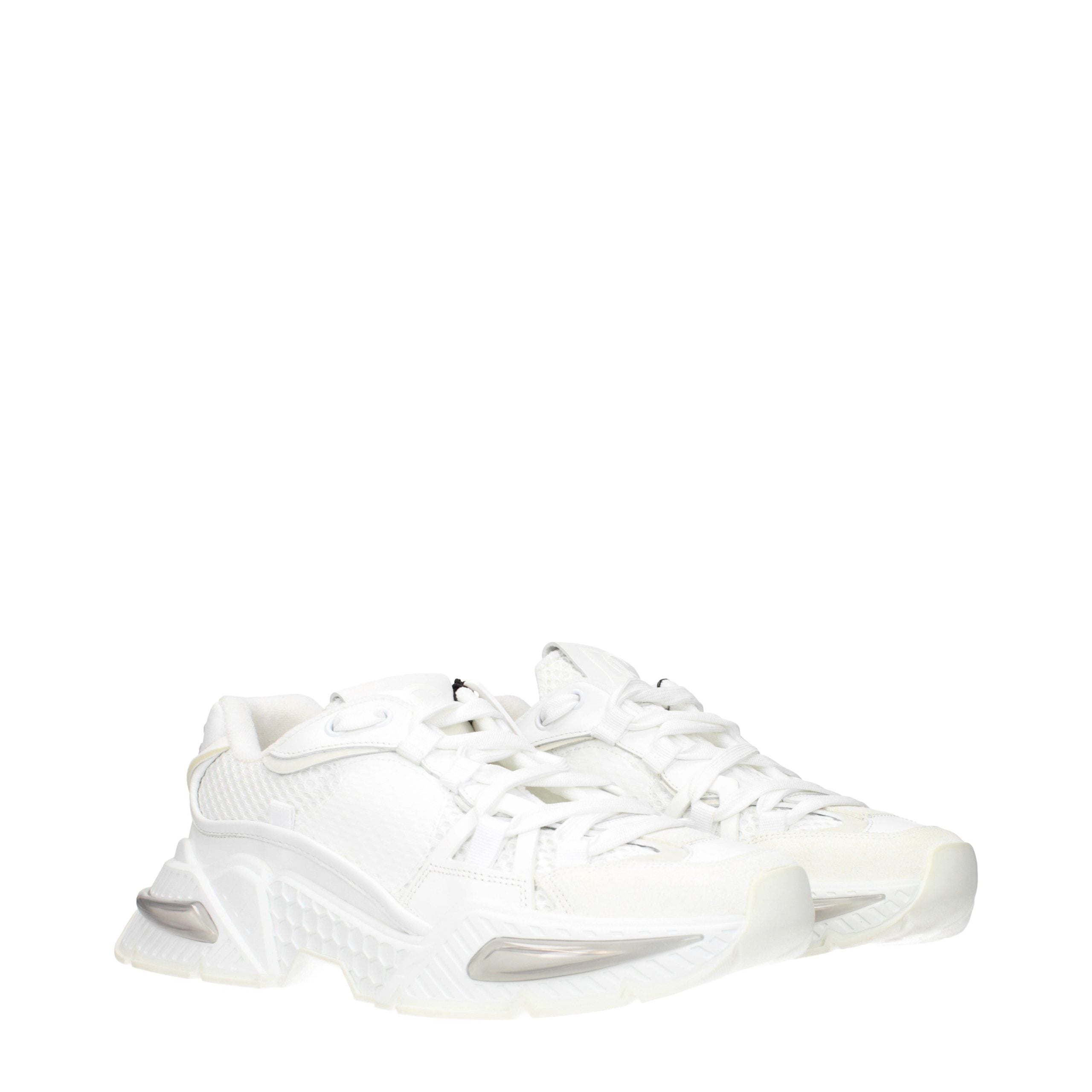 Dolce & Gabbana White Fabric Athletic Sneakers - Timeless Elegance