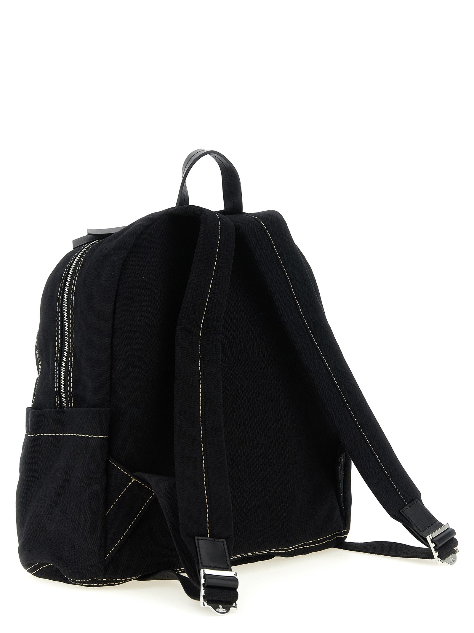 Discover the Vivienne Westwood Black Cotton Backpack, a masterpiece of craftsmanship that embodies avant-garde allure and timeless elegance for the discerning individual.