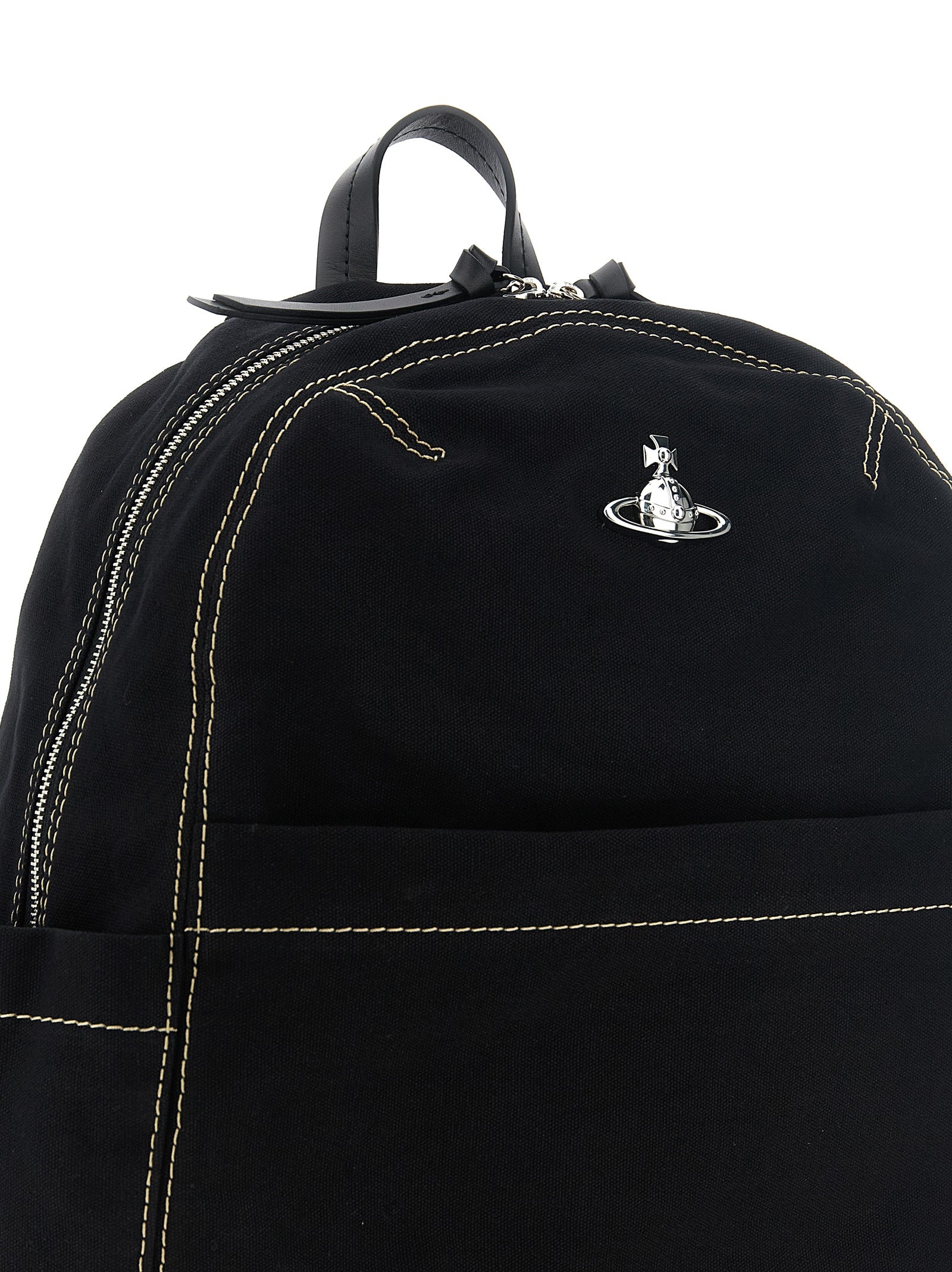 Discover the Vivienne Westwood Black Cotton Backpack, a masterpiece of avant-garde design, blending luxury and practicality for the discerning individual.