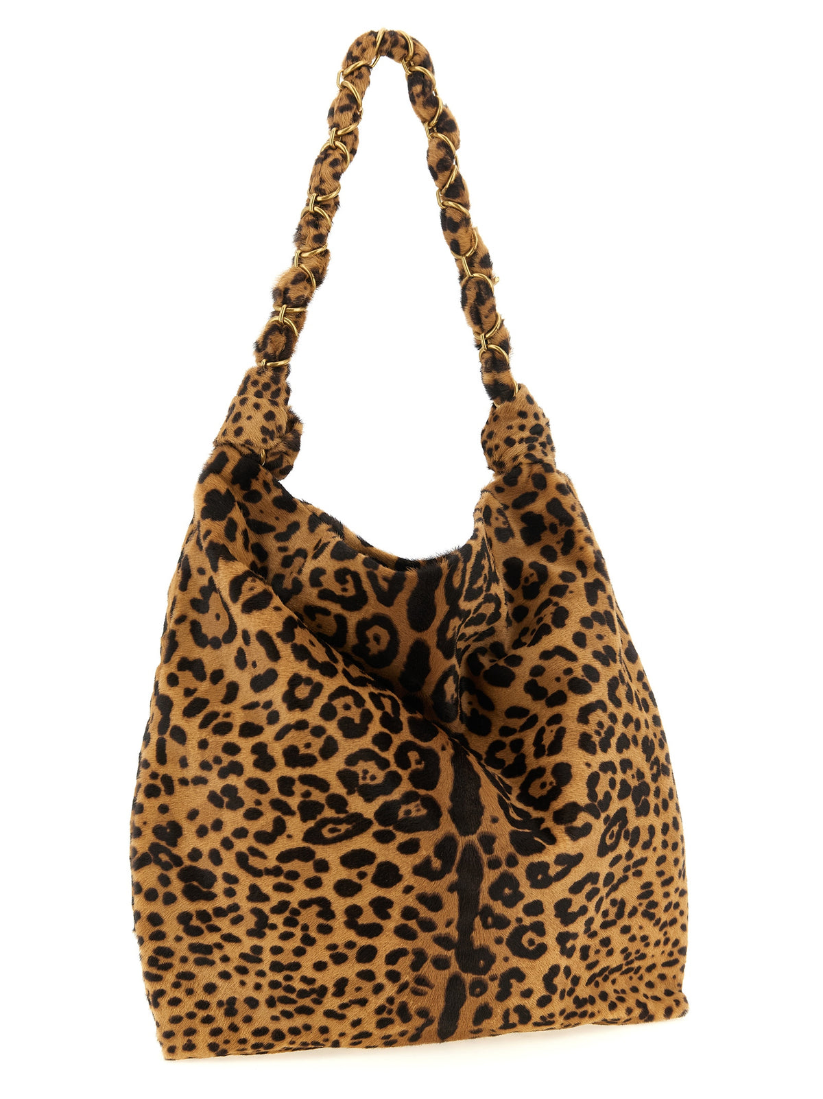 Indulge in the audacious allure of the Saint Laurent Amalia shoulder bag, crafted from luxurious calfskin leather with a striking leopard print, embodying timeless elegance and sophisticated versatility.