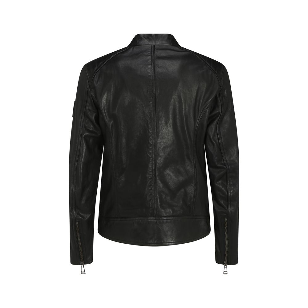 Belstaff Black Lambskin V Racer Jacket - Timeless Luxury Style