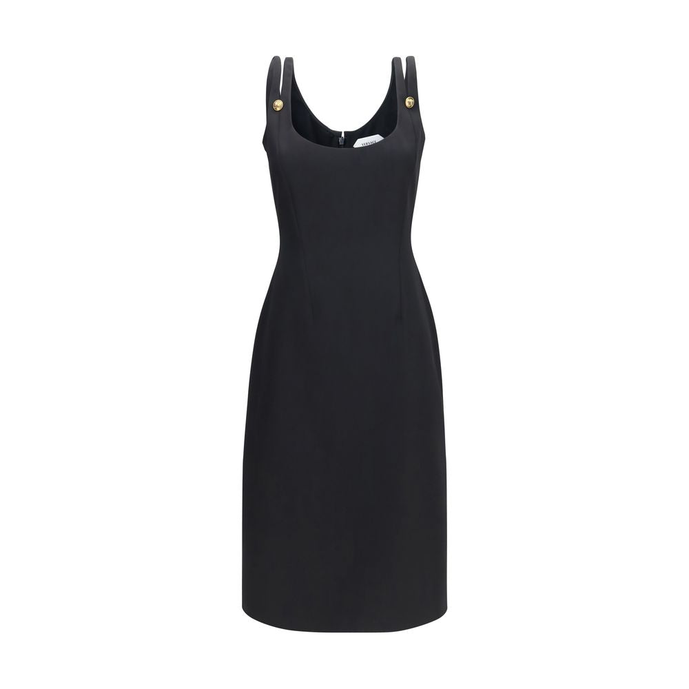 Versace Black Wool Midi Dress - Timeless Elegance Redefined
