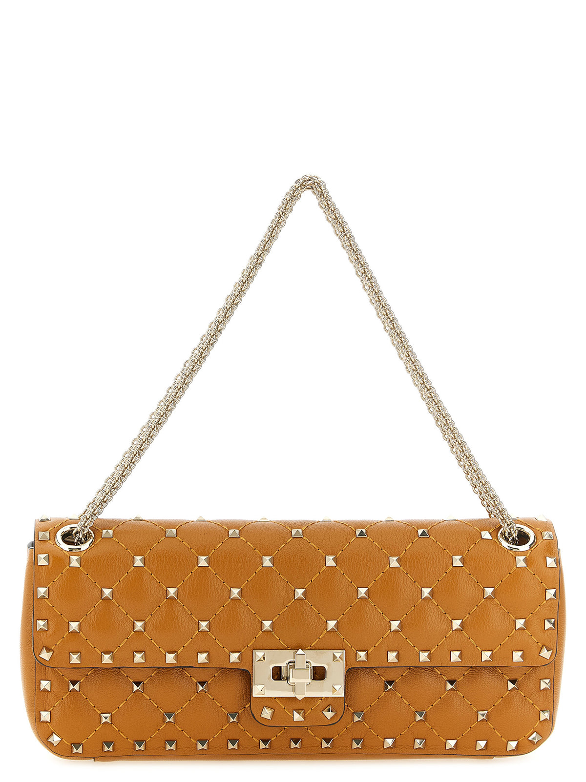 Valentino Garavani Rockstud Spike Orange Goatskin Shoulder Bag