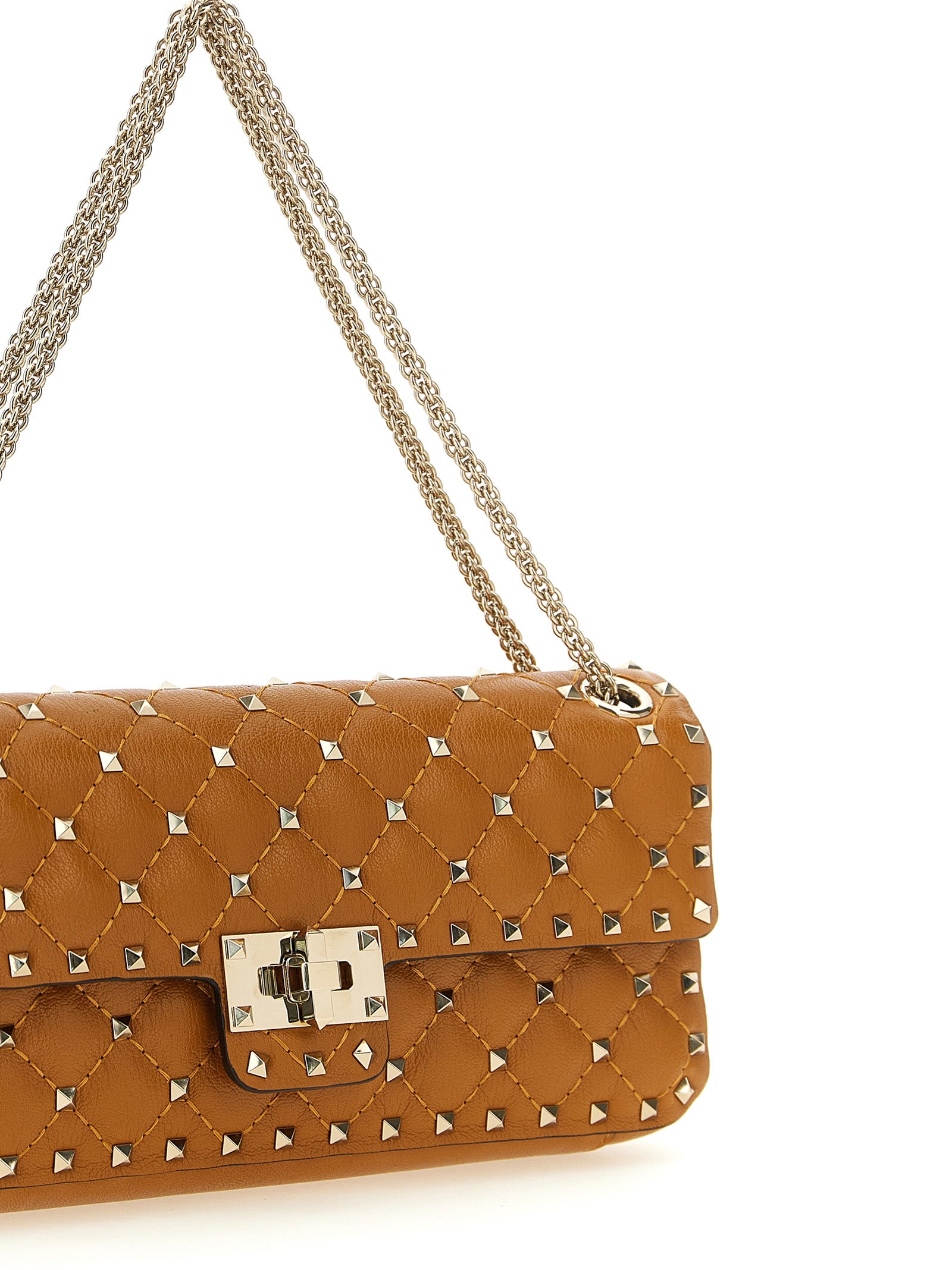 Valentino Garavani Rockstud Spike Shoulder Bag in Orange Leather