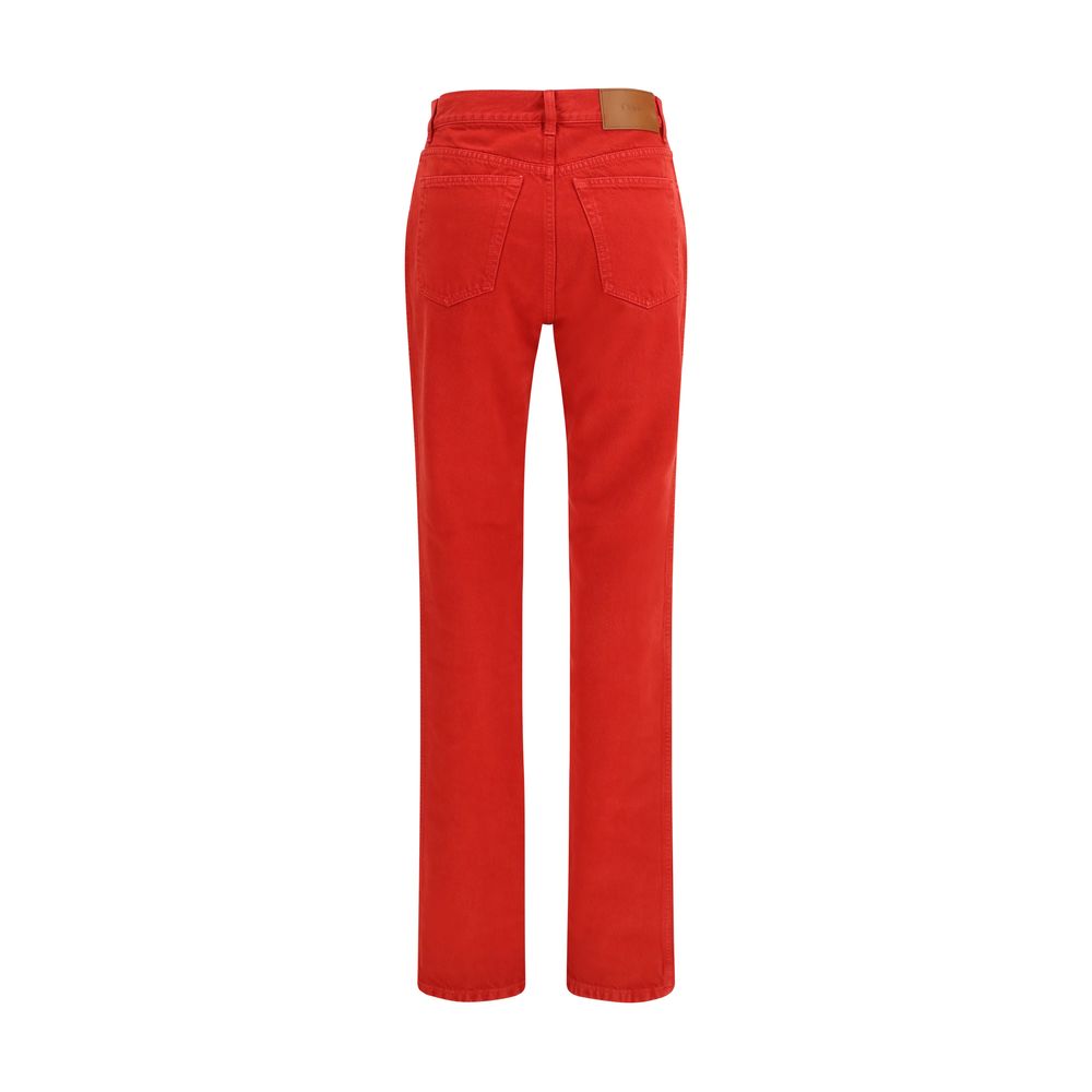Chloé Red Cotton Casual Pants - Timeless Elegance Redefined