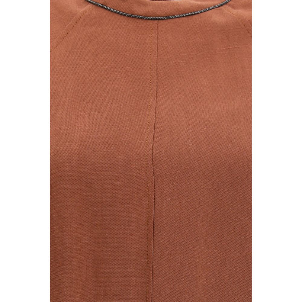 Brunello Cucinelli Brown Midi Dress - Timeless Elegance Redefined