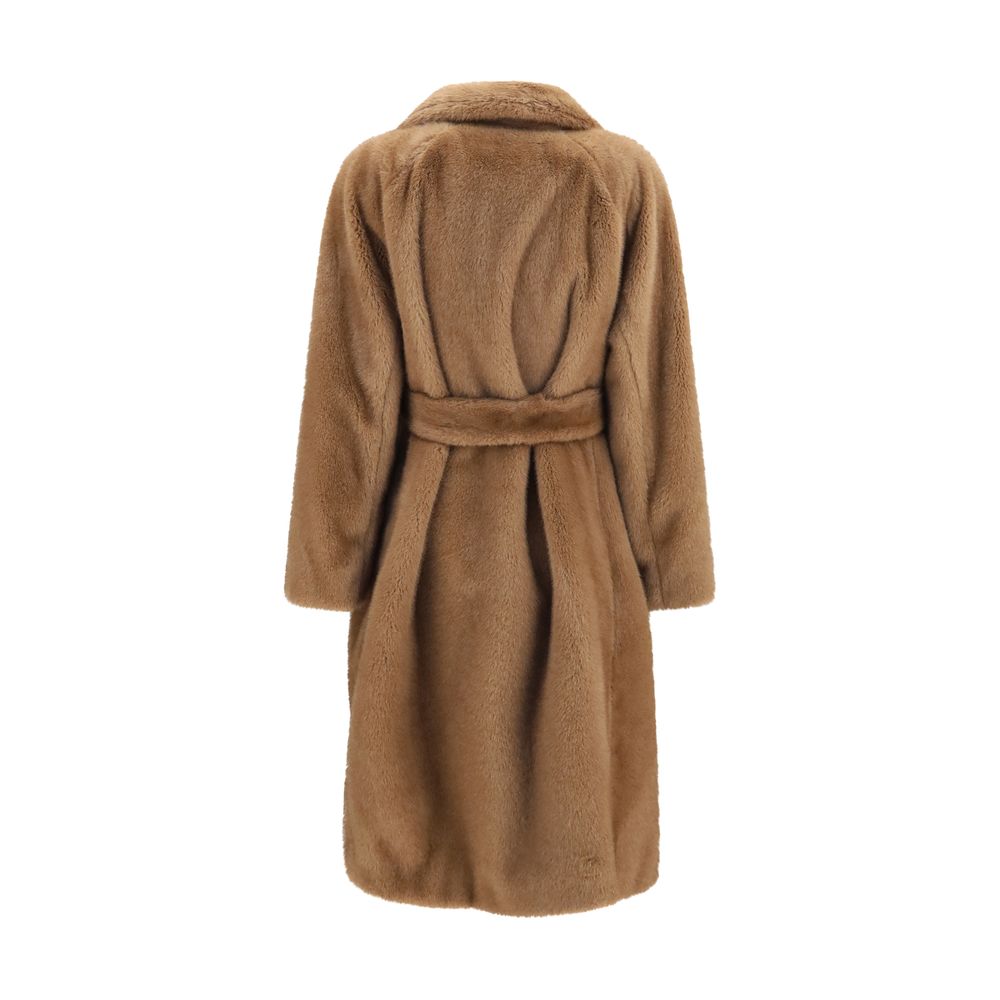 'S Max Mara Beige Faux-Fur Coat - Timeless Luxury Elegance