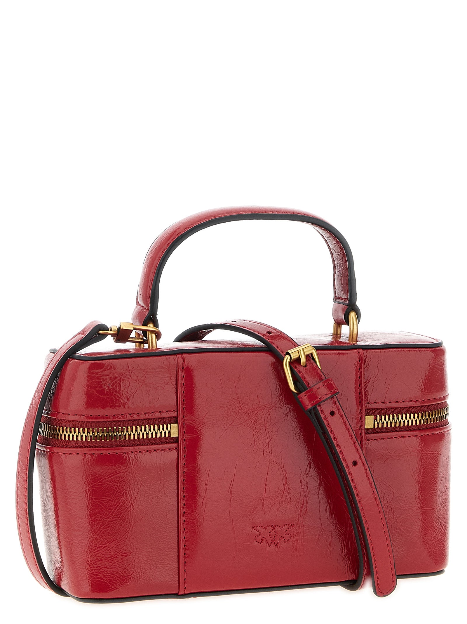 Elevate your style with the PINKO Red Calfskin Crossbody Bag, a masterpiece of glossy calf leather and exquisite design, perfect for those who embody luxury and elegance.