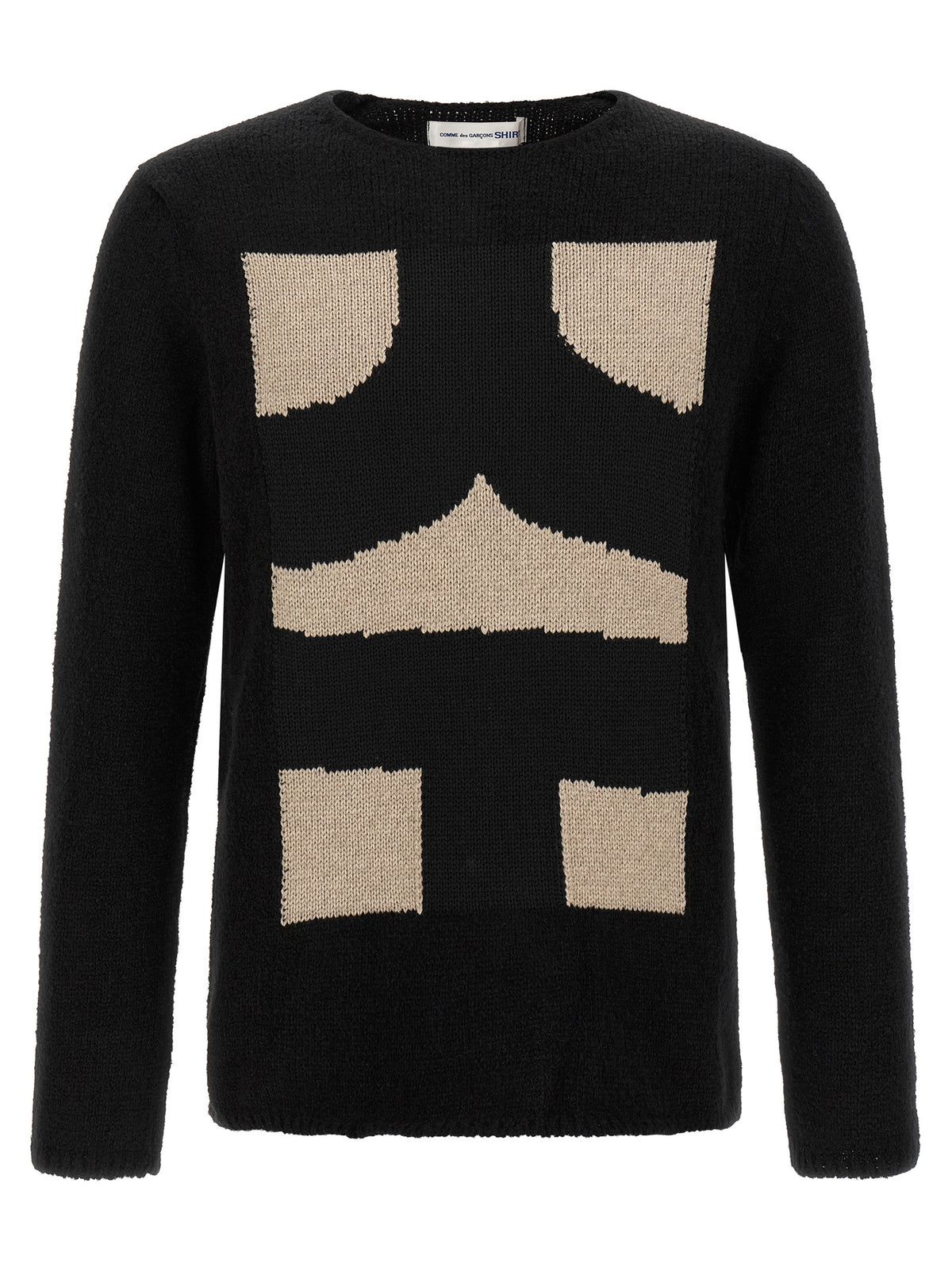 Elevate your wardrobe with the Comme Des Garçons Black Polyester Cardigan, a masterpiece of avant-garde design and luxurious comfort, crafted for the discerning individual.