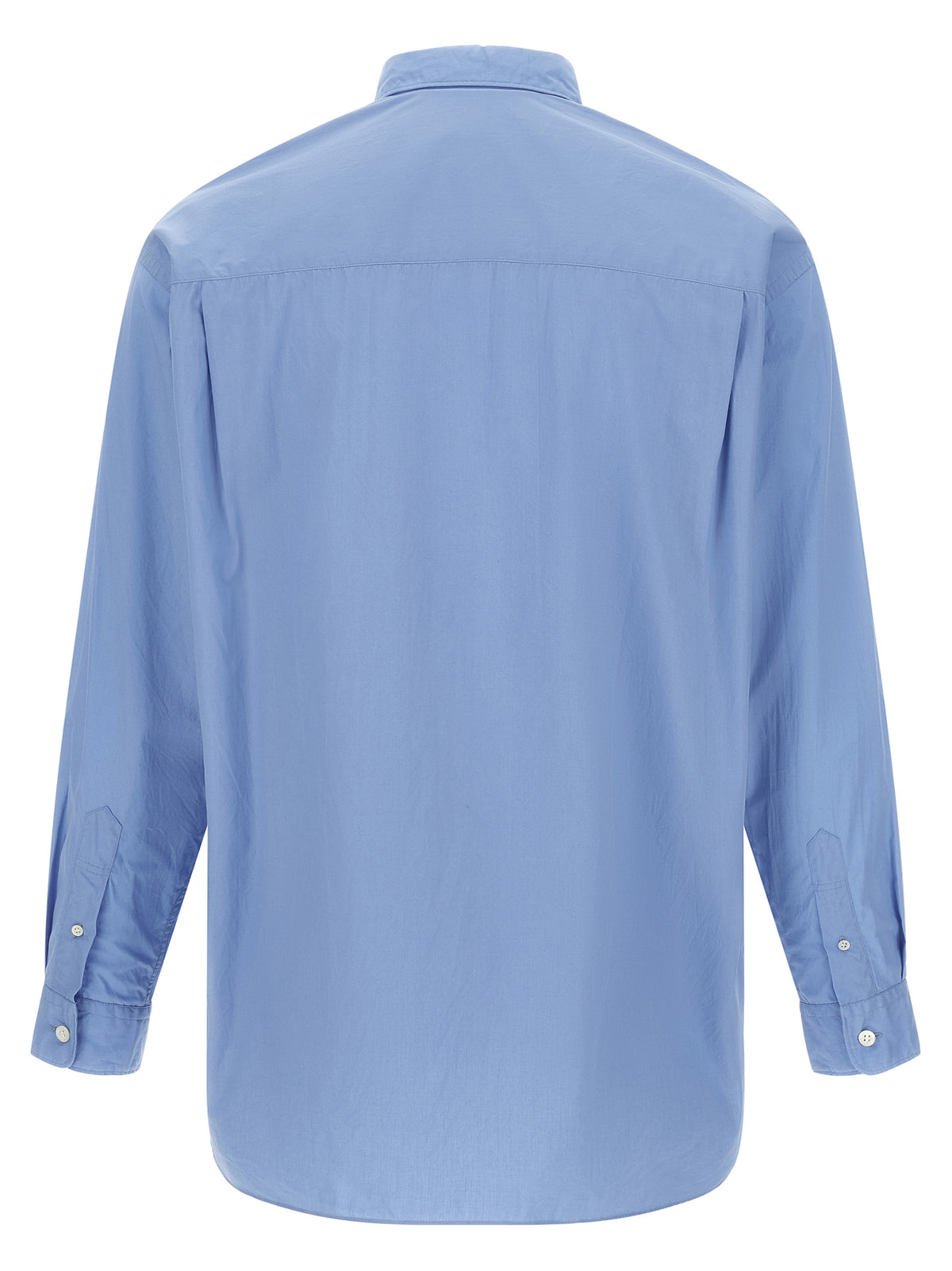 Elevate your wardrobe with the Comme Des Garçons Blue Cotton Blouse, a masterpiece of deconstructed elegance crafted in Japan from luxurious pure cotton.