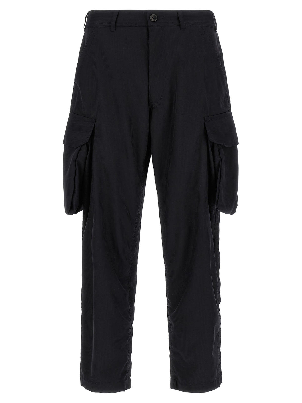 Experience the allure of Comme Des Garçons Blue Polyester Cargo Pants, where innovative design meets refined craftsmanship, elevating your wardrobe with unparalleled sophistication.