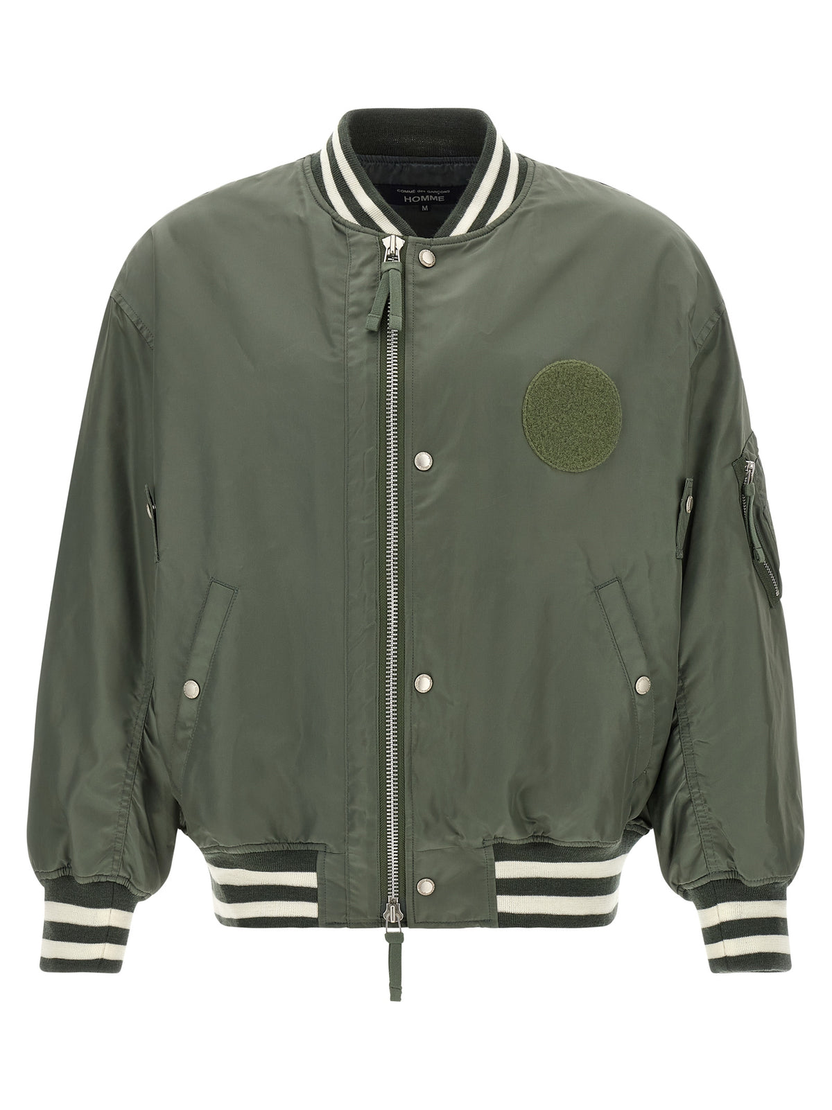 Elevate your style with the Comme Des Garçons Bicolor Nylon Bomber, a luxurious blend of modern design and timeless sophistication, crafted for the discerning individual.