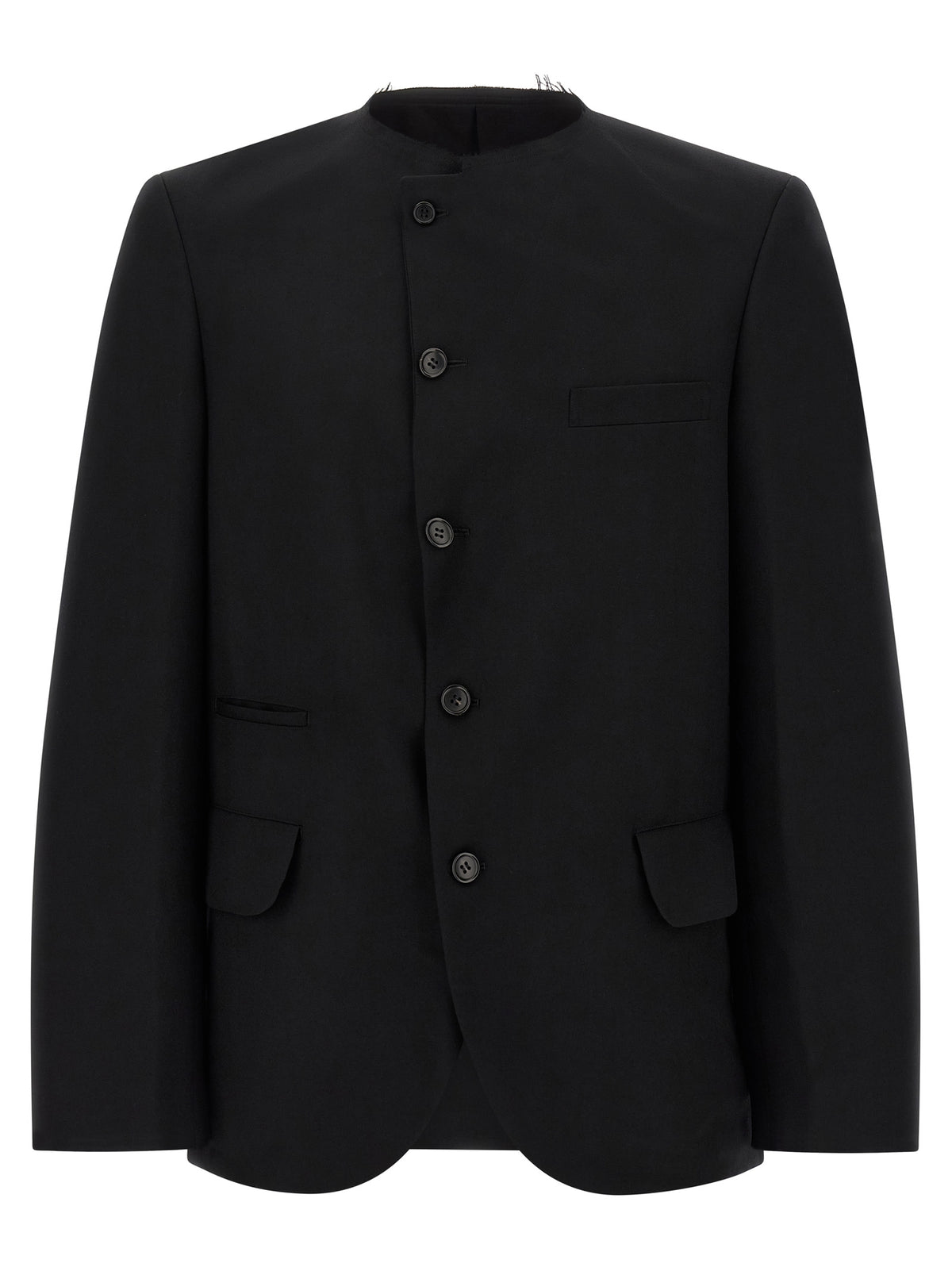 Elevate your style with the Comme Des Garçons Black Wool Blazer, a masterful blend of avant-garde design and luxurious craftsmanship, redefining contemporary elegance.