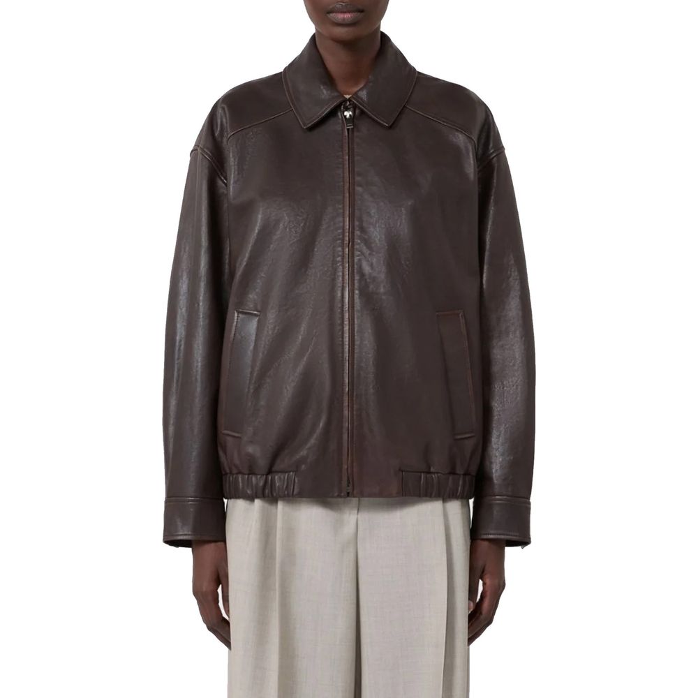 Max Mara Brown Lamb Leather Jacket - Timeless Luxury for All