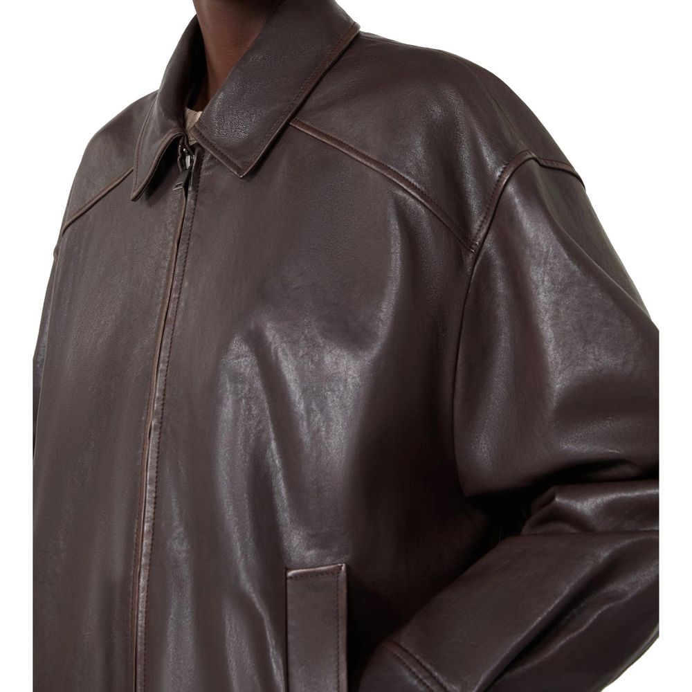 Max Mara Brown Lamb Leather Jacket - Timeless Luxury Elegance