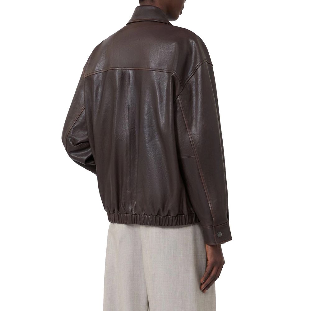 Max Mara Brown Lamb Leather Jacket - Timeless Luxury Elegance