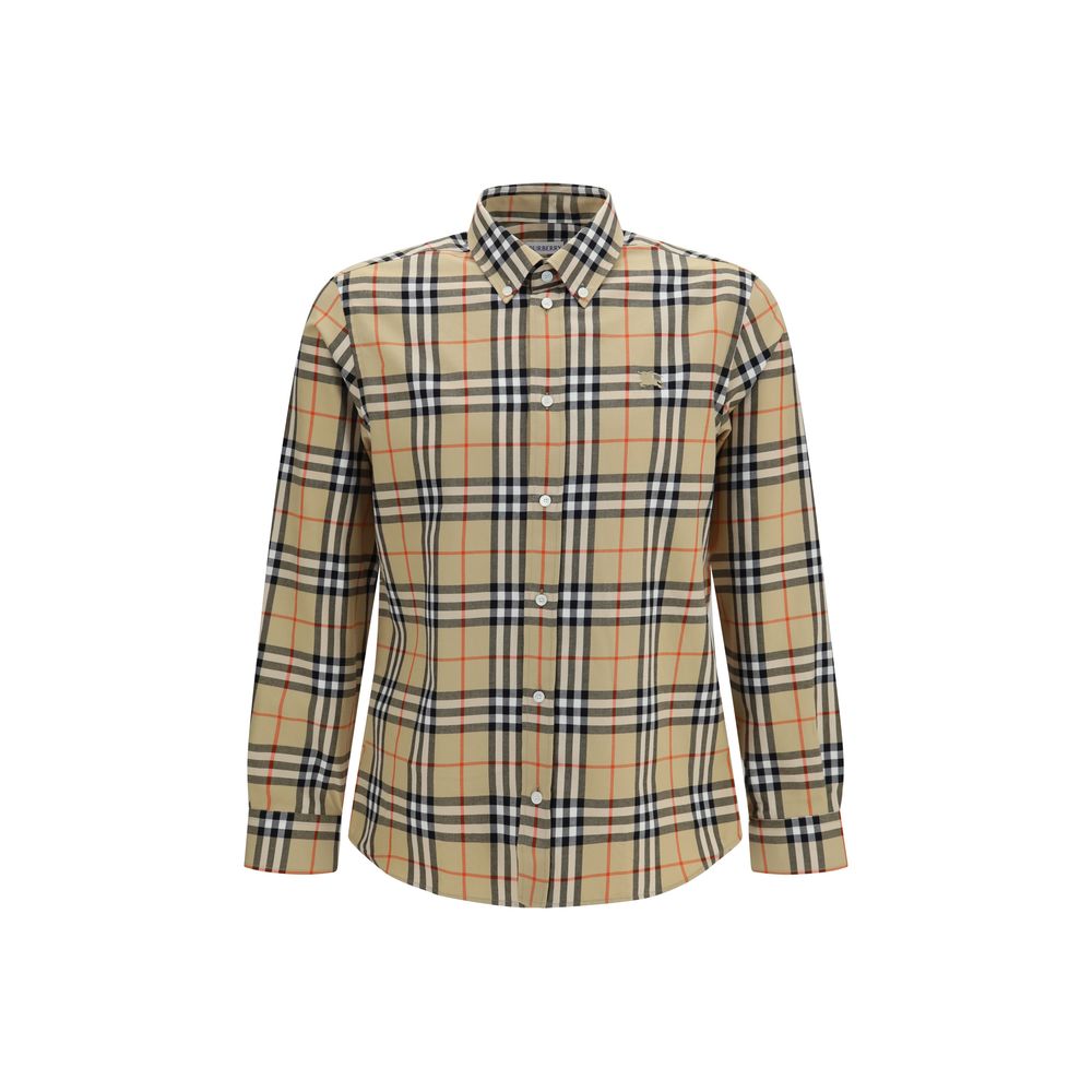 Experience the allure of Burberry's Check Cotton Shirt, crafted from 100% cotton in a refined beige hue, embodying timeless elegance and sophisticated style.