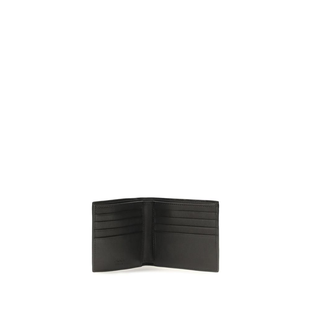 Indulge in the timeless elegance of the Prada Black Calf Leather Bos Taurus Wallet, a masterpiece of craftsmanship designed for those who appreciate luxury and sophistication.