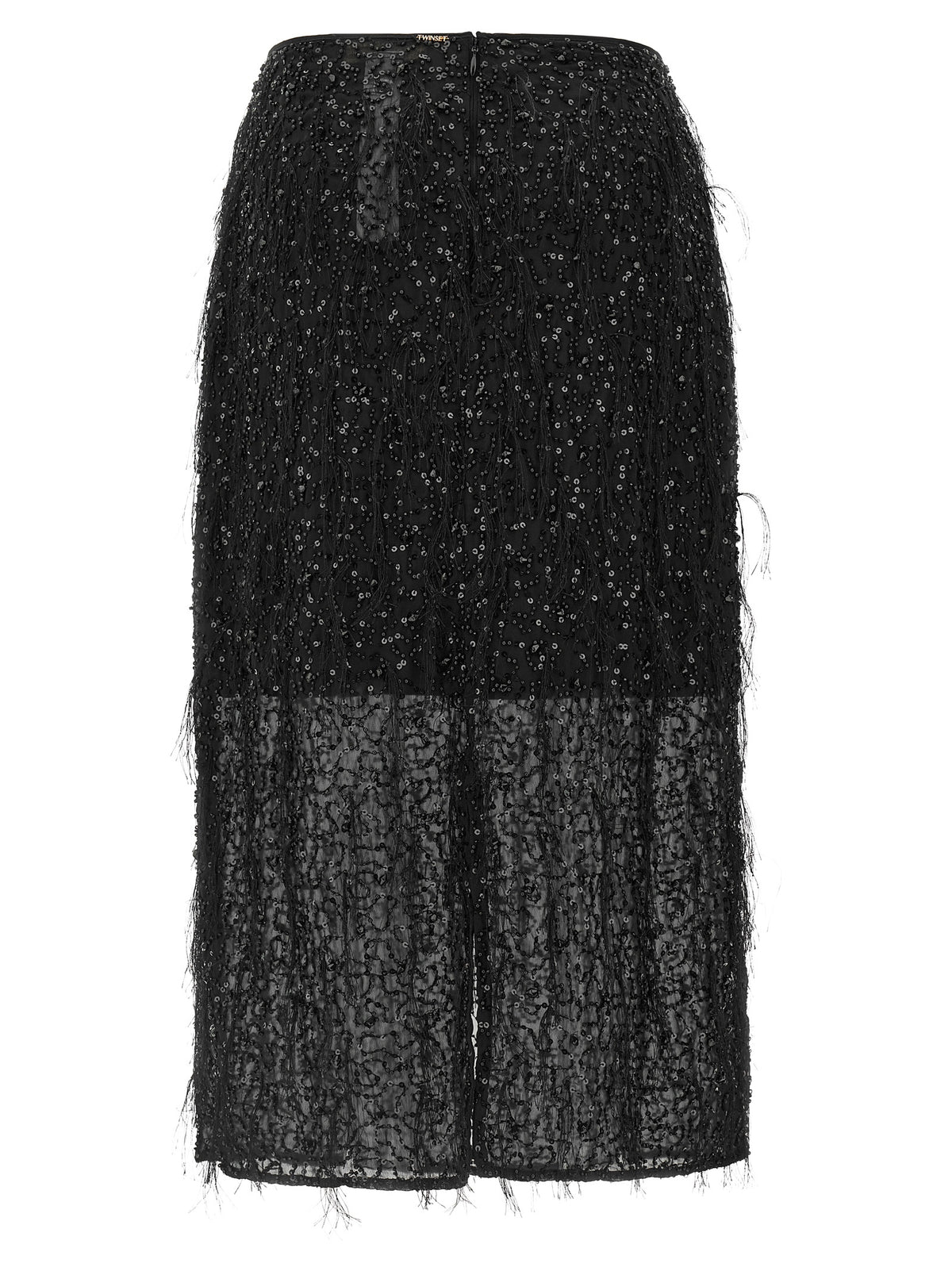 Twinset Black Polyester Midi Skirt