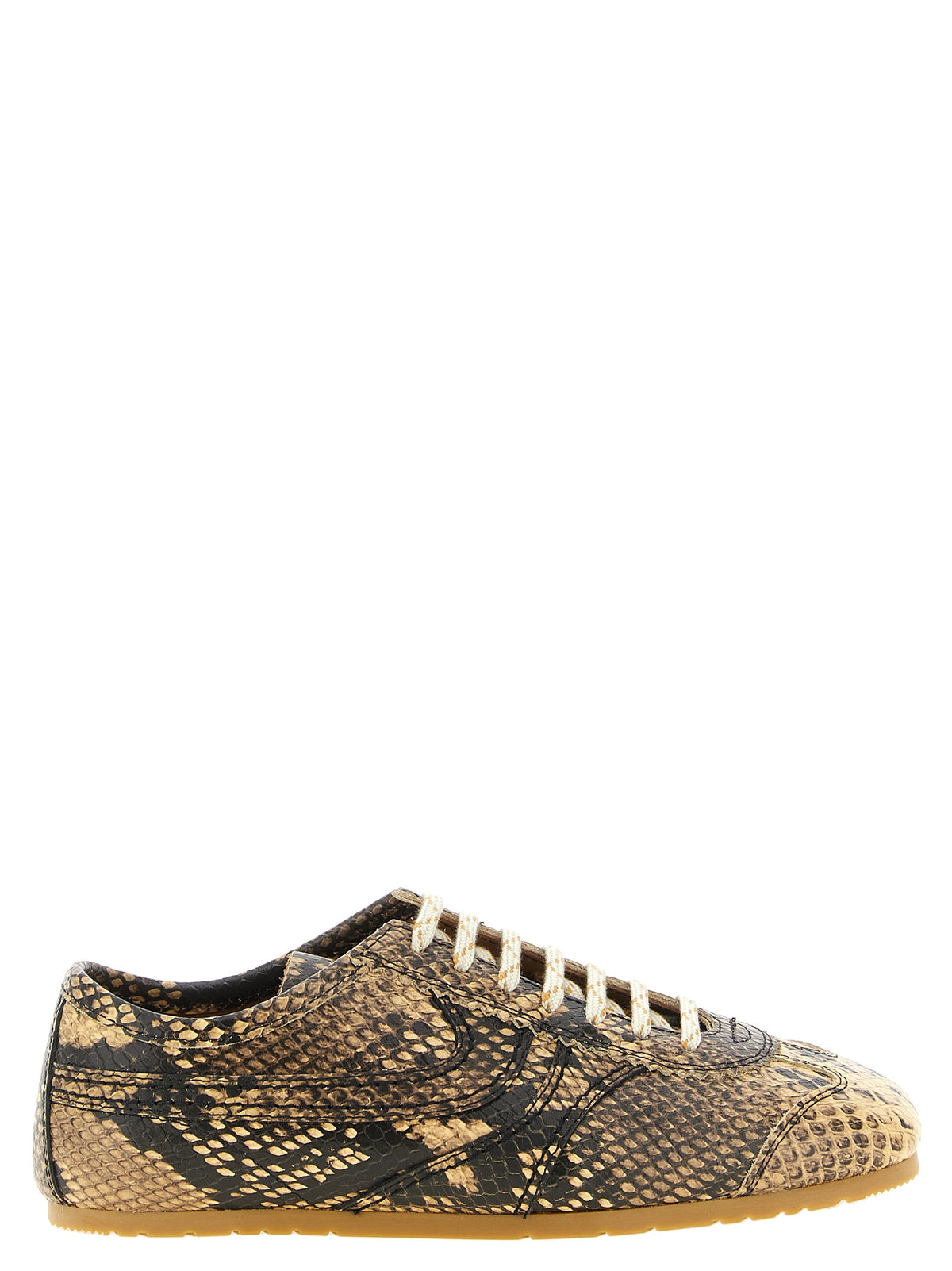 Dries Van Noten Beige Calfskin Low Top Sneakers - Luxury Footwear