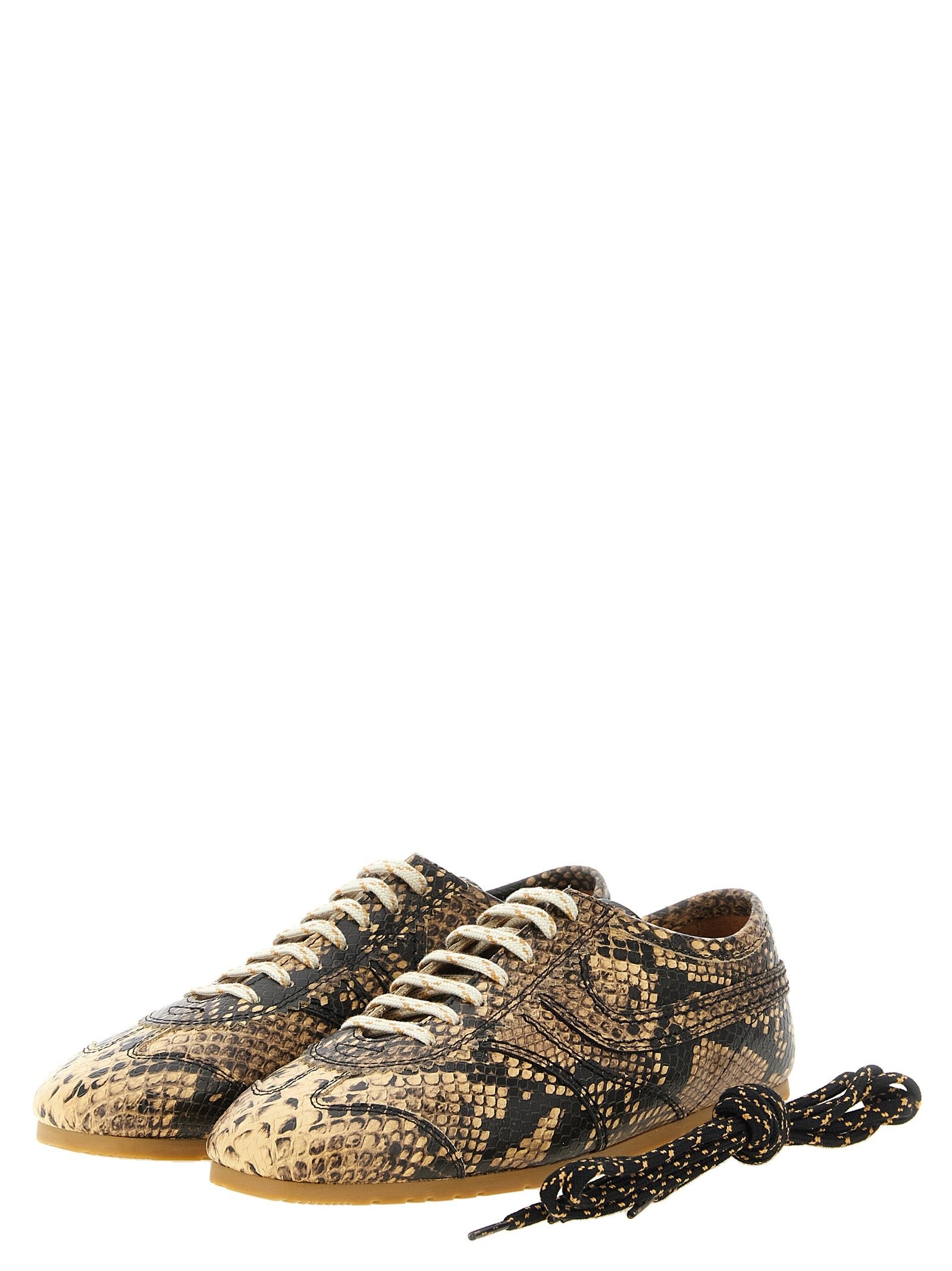 Dries Van Noten Beige Calfskin Low Top Sneakers - Luxurious Style