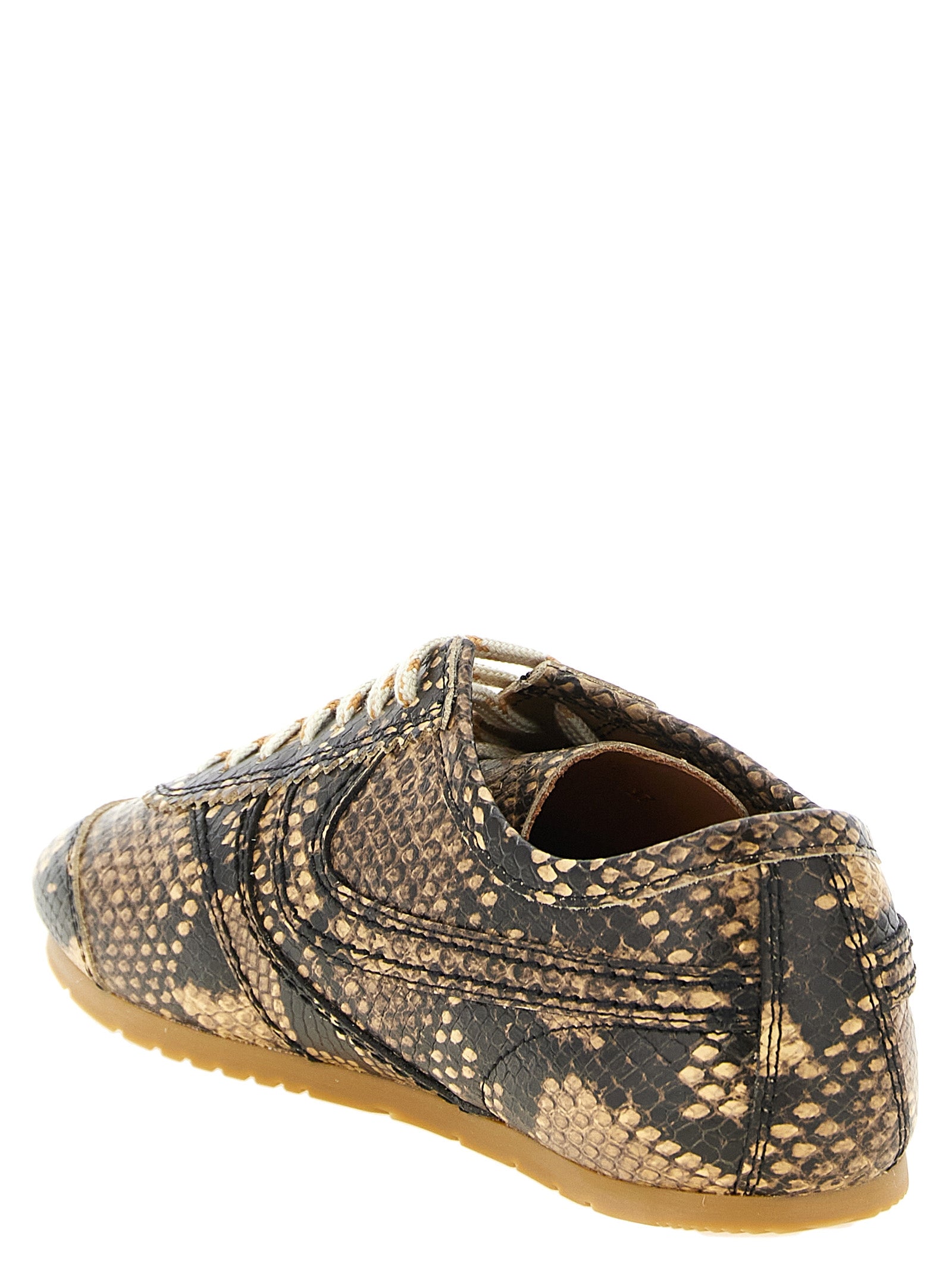 Dries Van Noten Beige Calfskin Low Top Sneakers - Luxe Elegance