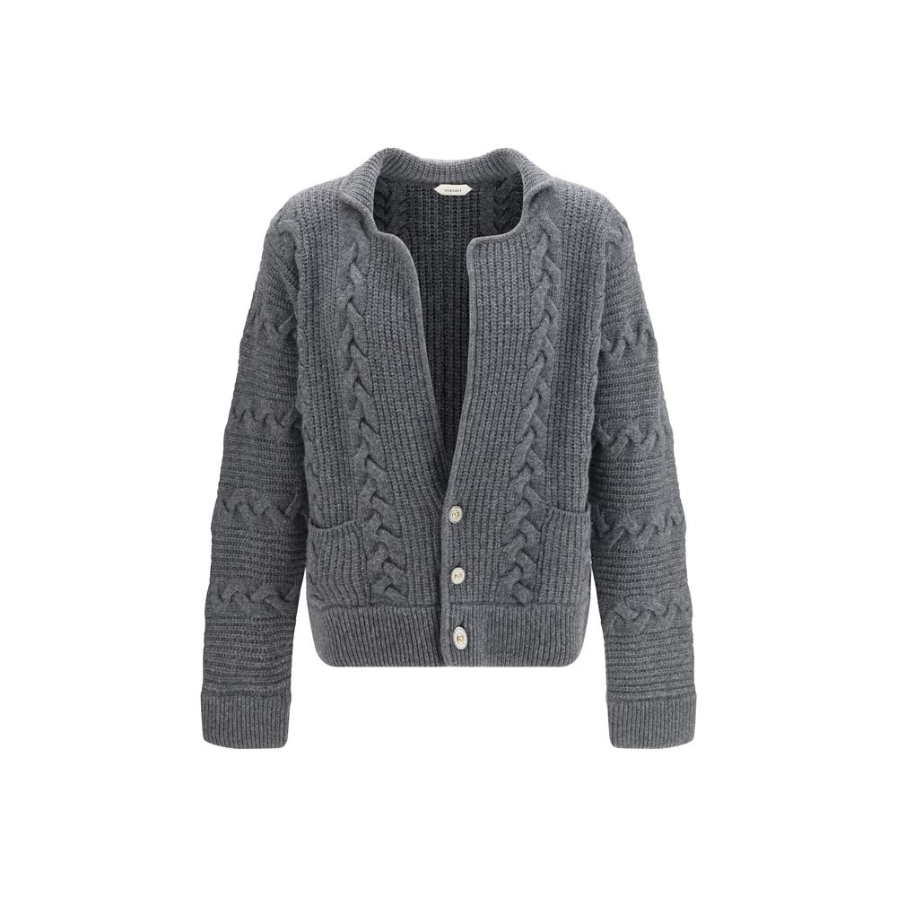 Versace Gray Wool Oves Aries Cardigan - Timeless Luxury Elegance