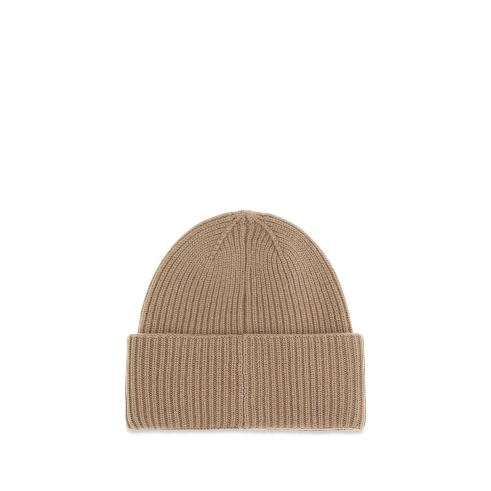 Max Mara Beige Cashmere Beanie - Luxurious Ribbed Knit Elegance