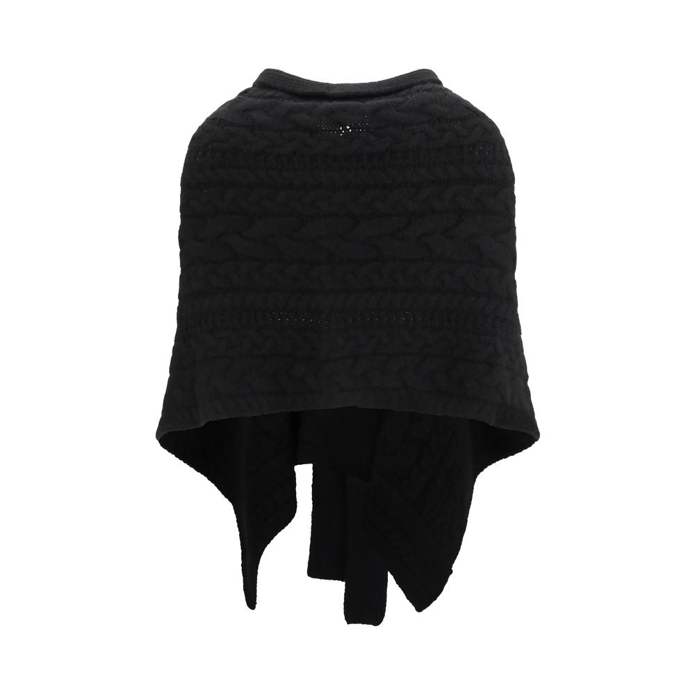 Ermanno Scervino Black Cashmere Cape - Luxurious Oversized Elegance