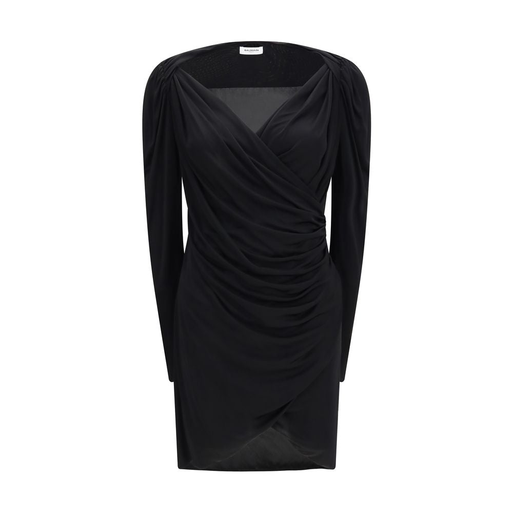 Balmain Black Viscose Mini Dress - Timeless Elegance Awaits