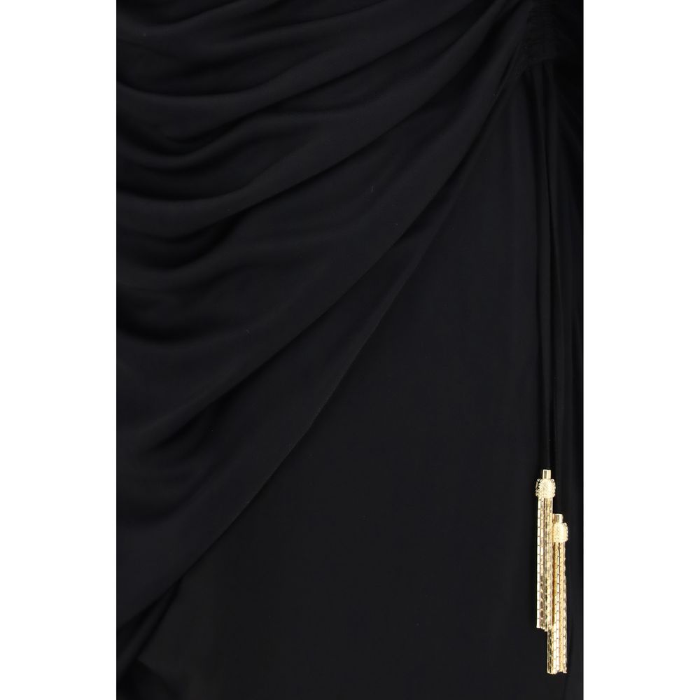 Balmain Draped Jersey Mini Dress - Timeless Elegance in Black