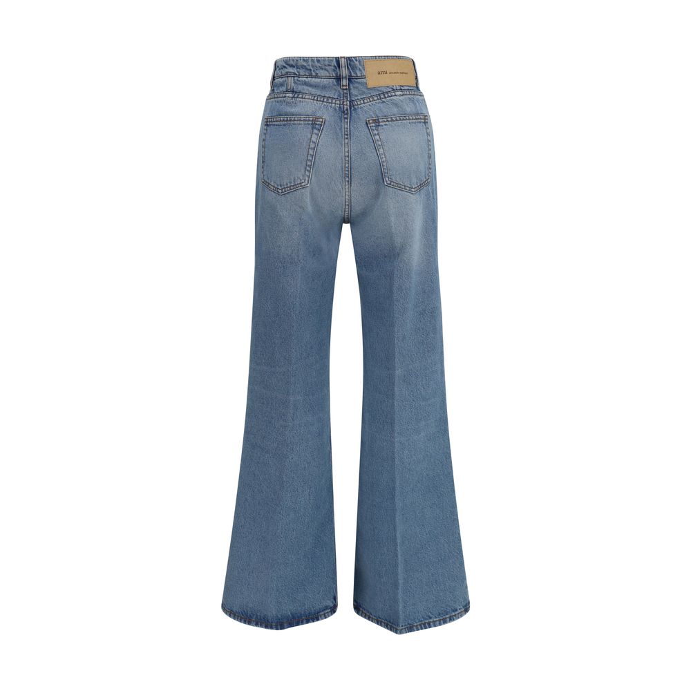 Ami Paris Blue Cotton Flared Jeans - Elevate Your Style