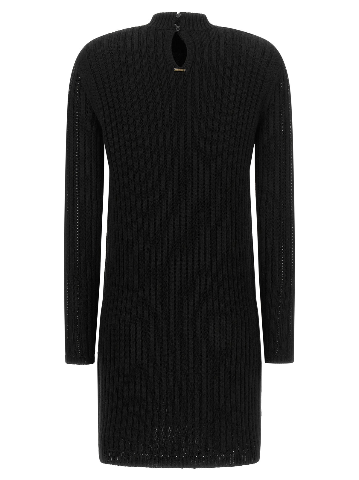 Twinset Black Viscose Short Dress - Elegance Redefined in Luxury