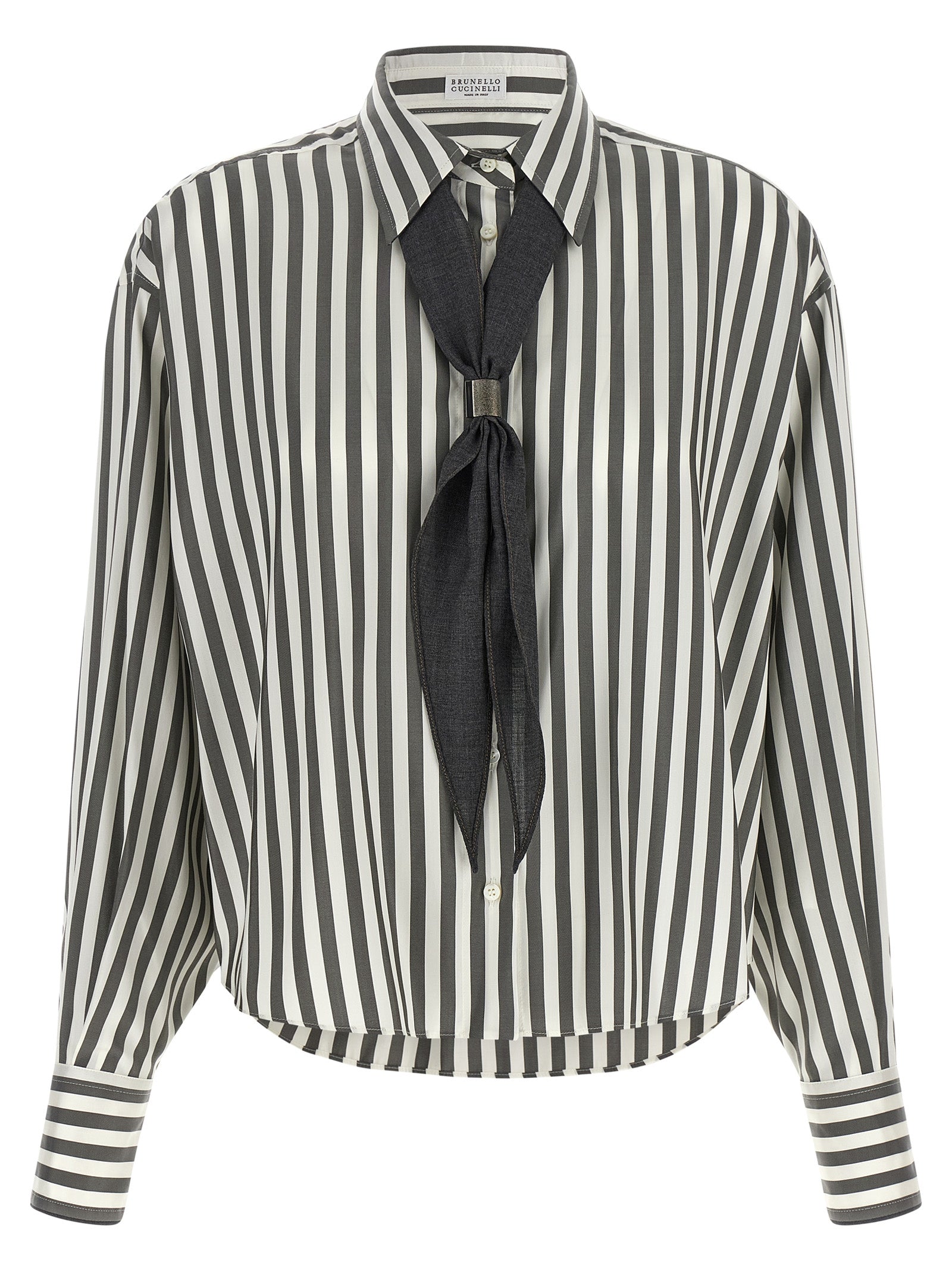 Brunello Cucinelli Bicolor Silk Blouse