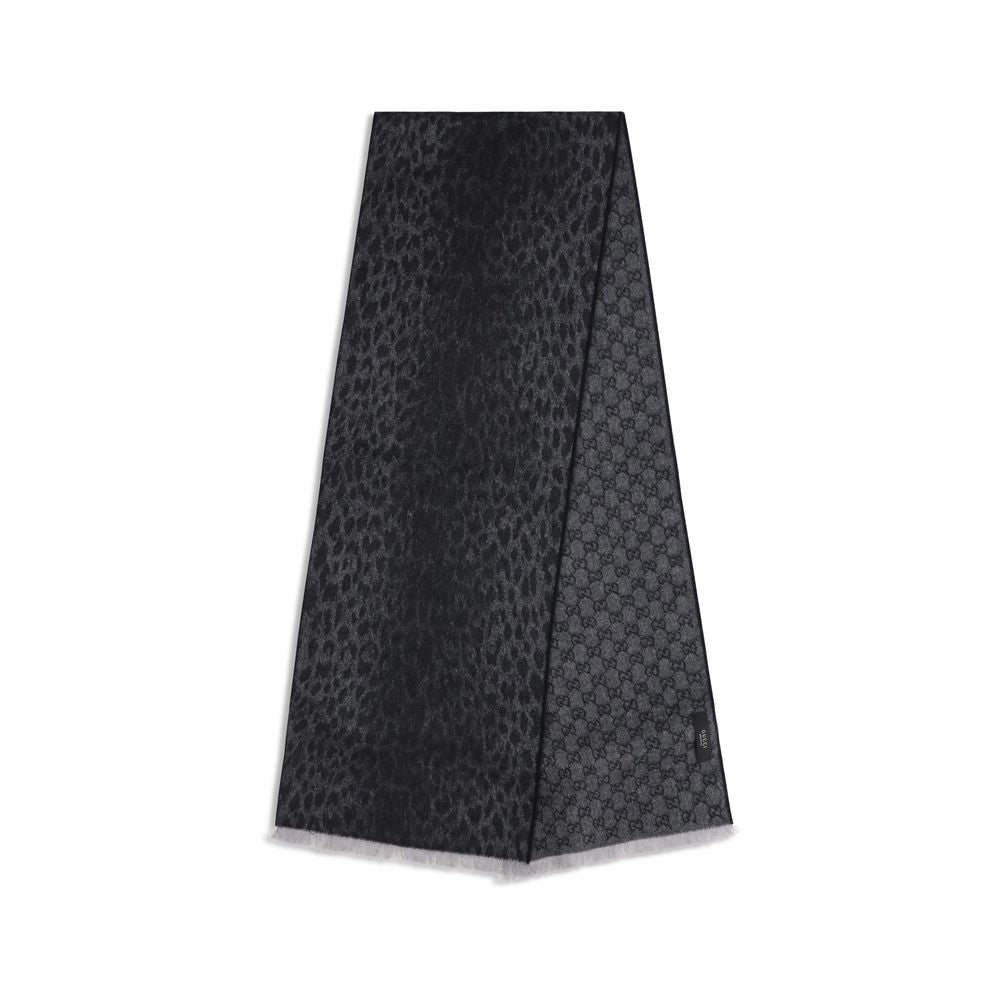 Gucci Gray Wool Oves Aries Scarf - Luxury Reversible Design