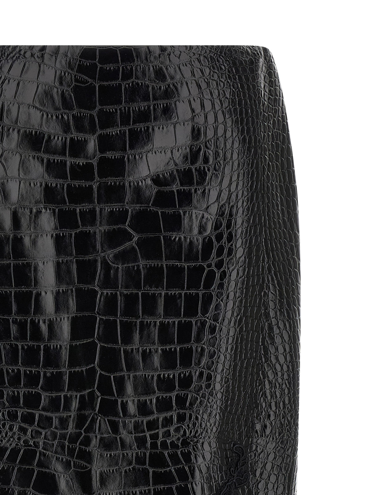 Ermanno Scervino Black Calfskin Midi Skirt